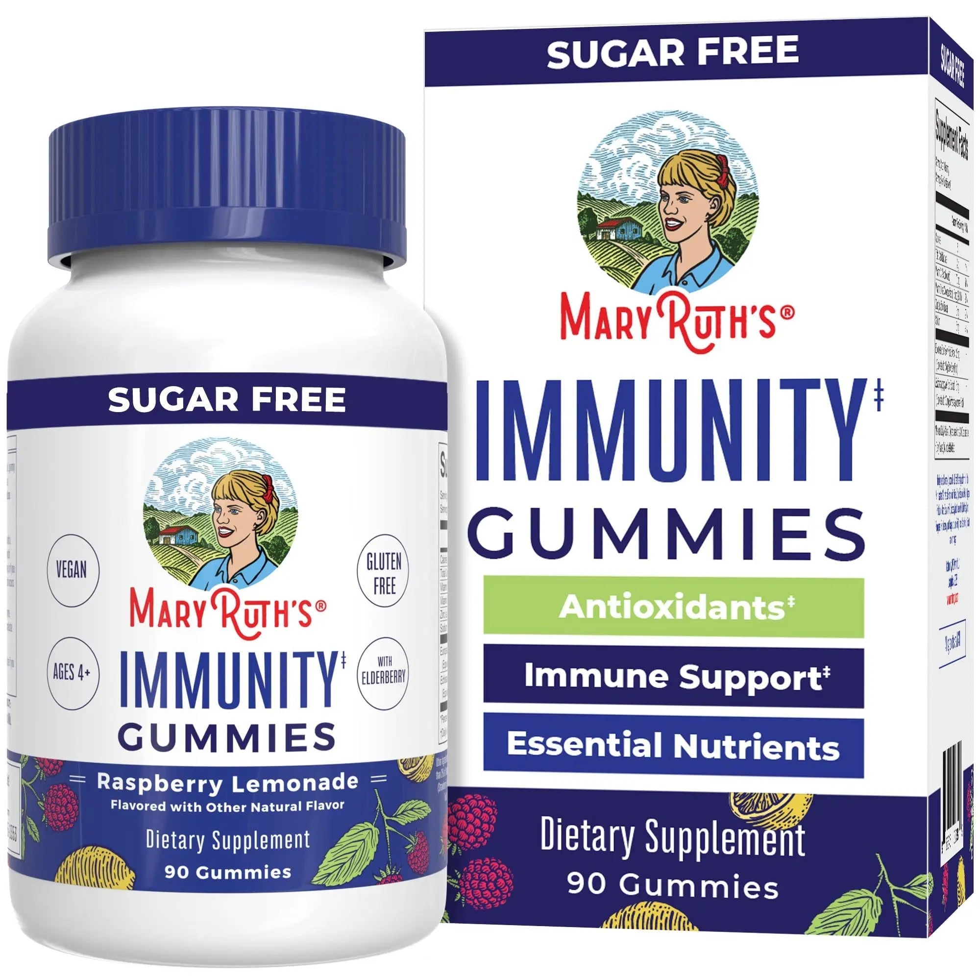 MaryRuth Organics Sugar Free Immunity Gummies | Powerful Blend | Elderberry Vitamin C & Zinc | Vitamin D3 & Echinacea | Immune Support Supplement | Gummies for Kids & Adults | Vegan | Non GMO | 90ct - TrustMedUSA