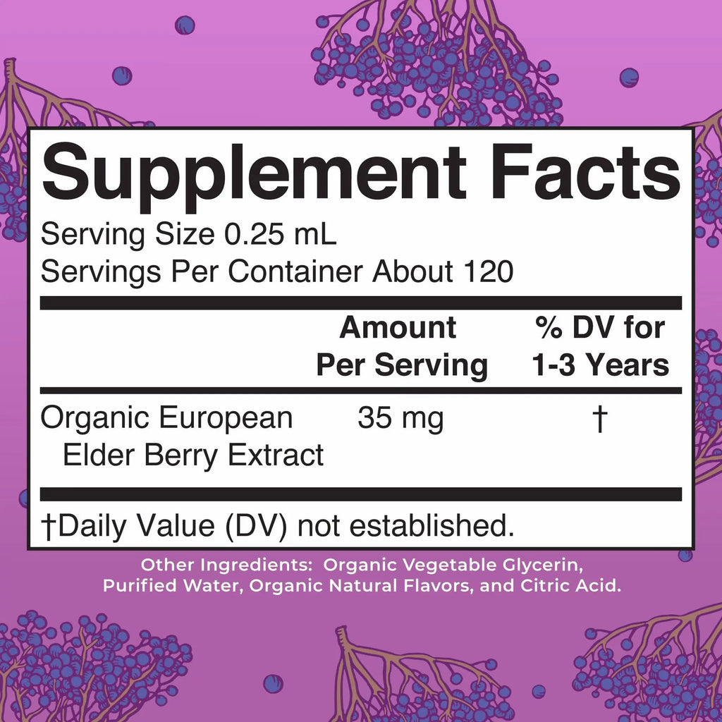 MaryRuth Organics Toddler Elderberry Syrup, USDA Organic Elderberry, Sugar Free Kids Immune Support Supplement for Ages 1-3 Years, Clean Label Project Verified®, Vegan, Non-GMO, Gluten Free, 1 Fl Oz - TrustMedUSA