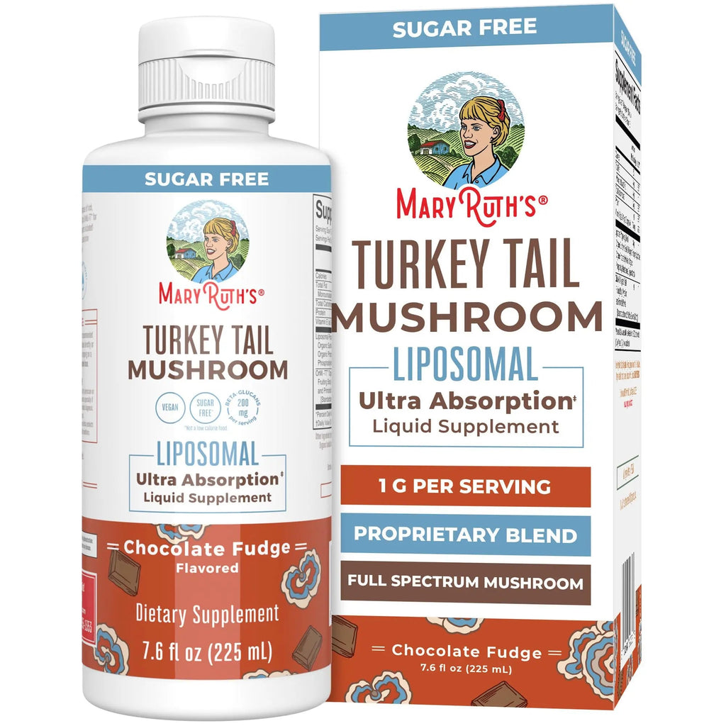 MaryRuth Organics Turkey Tail Mushroom Supplement | Ultra Absorption Liposomal | Full Spectrum | 200mg Beta-Glucans Per Serving | Vegan | 7.6 oz | 15 Servings - TrustMedUSA