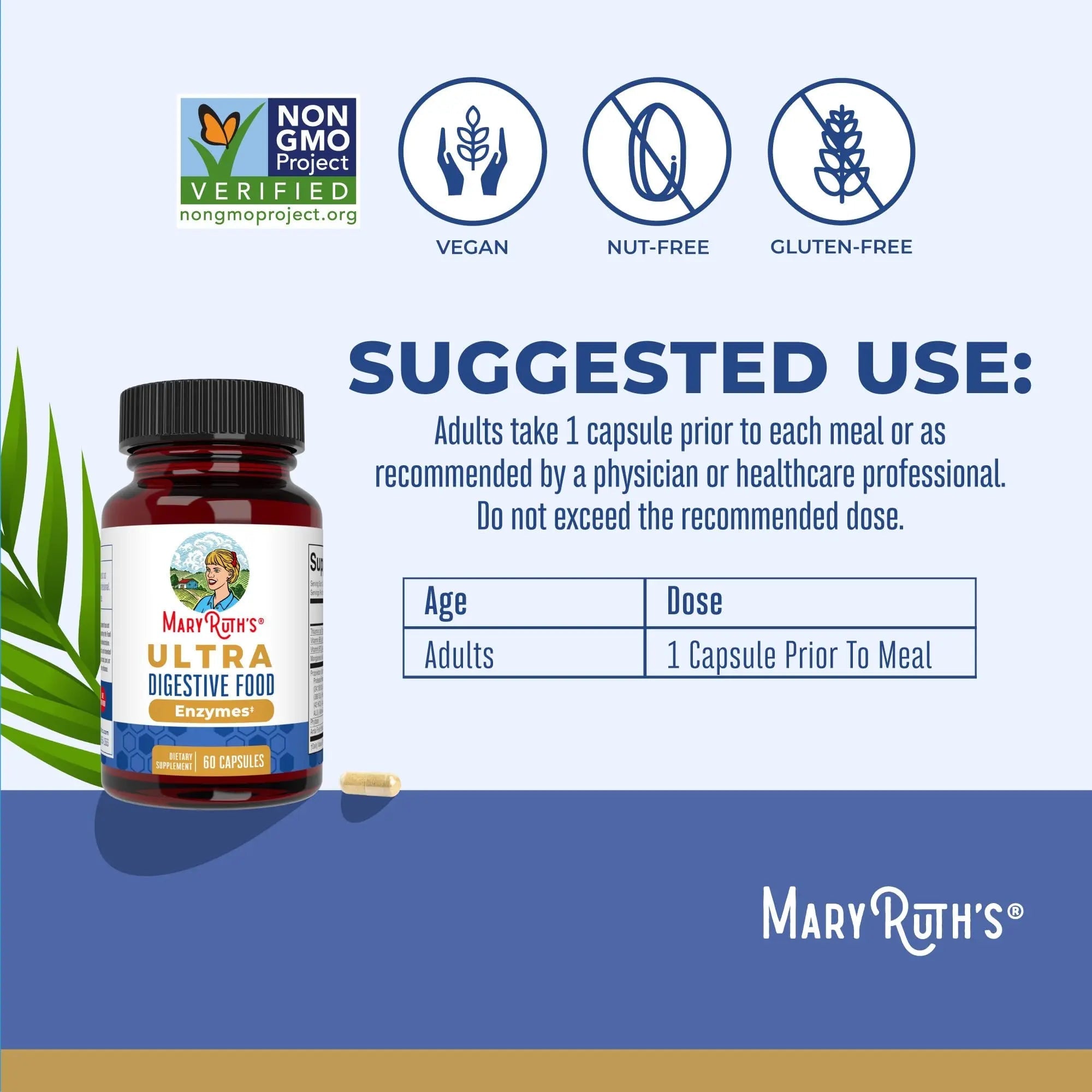 MaryRuth Organics Ultra Digestive Enzymes Capsules | Up to 2 Month Supply | Supplement for Gut Health Support | Digestion & Immune Support - TrustMedUSA