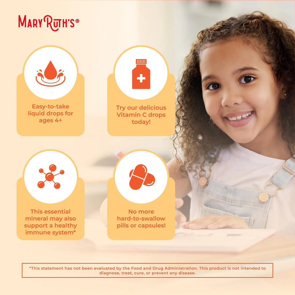 MaryRuth Organics USDA Kids Vitamin C Drops | Vegan Immune Support Supplement for Ages 4-13 | Immune Support & Overall Health | Vitamin C from Organic Acerola Fruit Extract | 2oz - TrustMedUSA