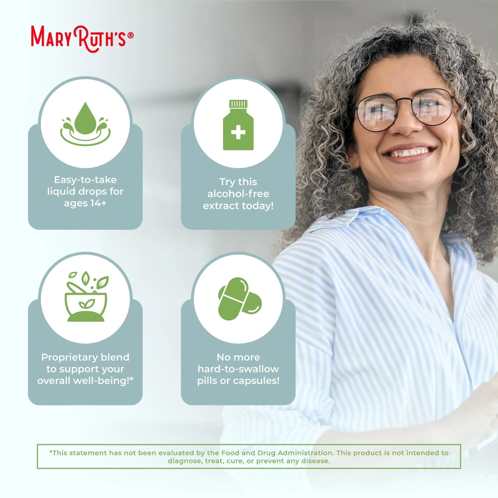 MaryRuth Organics - USDA Organic Brain Nootropic Supplement for Adults with Ginkgo Biloba & Astragalus | Focus & Adrenal Support | Brain & Memory Drops | Vegan | Non-GMO | Gluten Free | 30 Servings - TrustMedUSA