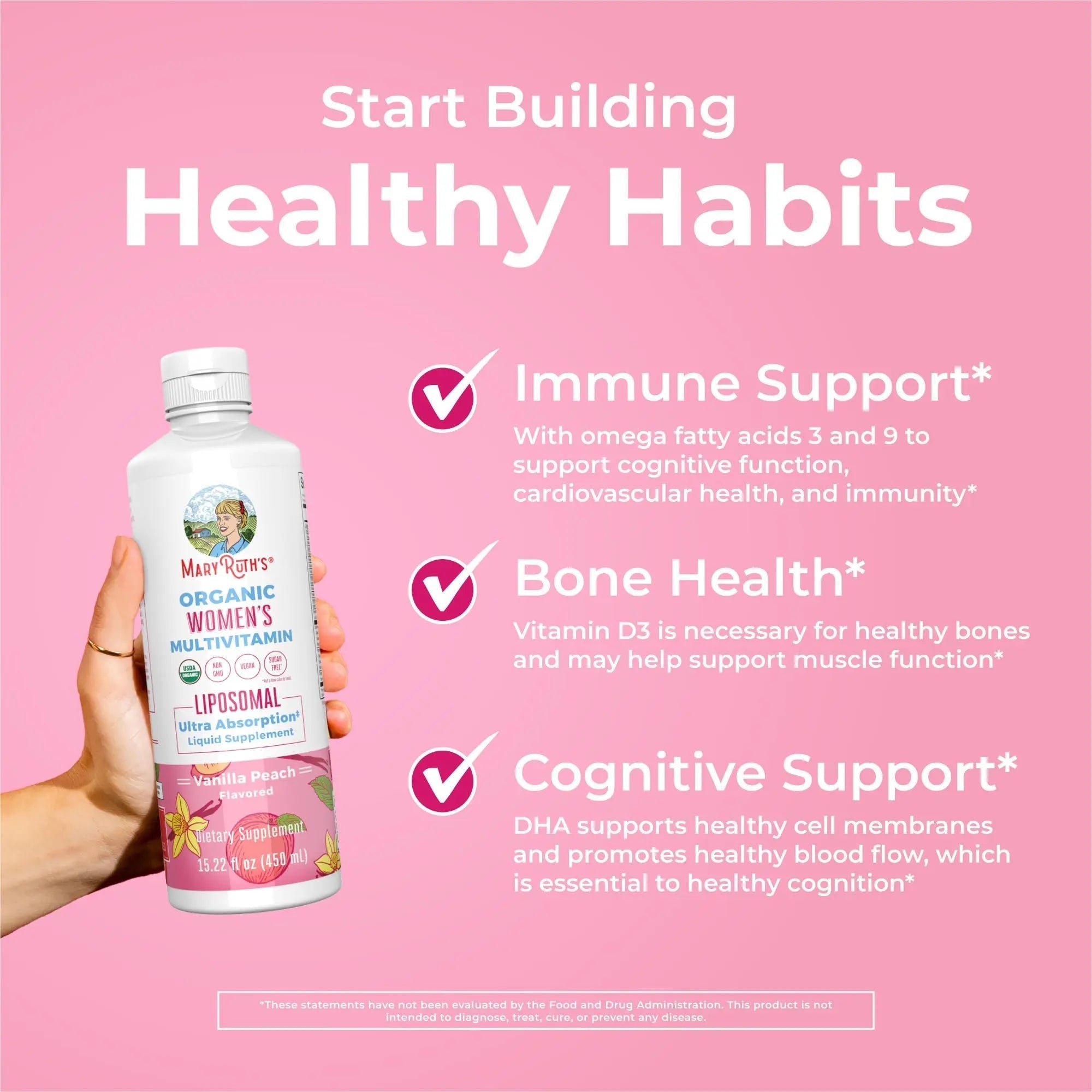 MaryRuth Organics USDA Organic Multivitamin for Women, Sugar Free Womens Multivitamin, Liquid Vitamins for Women, Immune Support Supplement, Ashwagandha, Methylfolate, Vegan, Non-GMO, 15.22 Fl Oz - TrustMedUSA