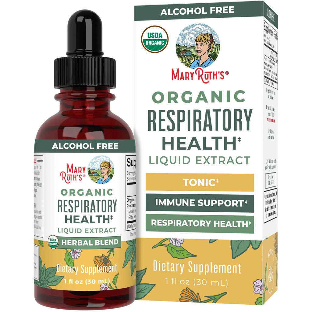 MaryRuth Organics USDA Organic Respiratory Health Liquid Drops with Mullein Leaf | Marshmallow Root & Elderberry | Mullein Drops for Lungs Herbal Blend | Immune Support Supplement | Vegan | 1 Fl Oz - TrustMedUSA