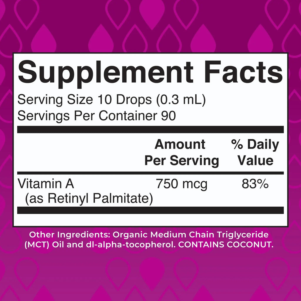 MaryRuth Organics USDA Organic Vitamin A Liquid Drops | 3 Month Supply | Bone Health for Ages 14+ | Essential Vitamin | 750mcg per Serving | Sugar Free | Vegan | Non-GMO | Gluten Free | 1oz - TrustMedUSA