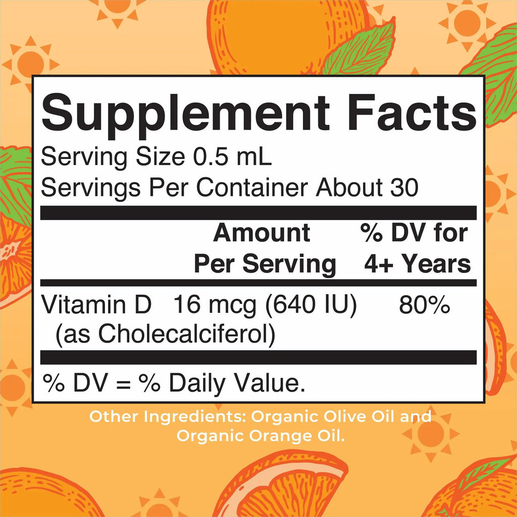 MaryRuth Organics USDA Organic Vitamin D3 Liquid Drops for Kids | 640 IU Vitamin D3 Per Serving | Kids Immune Support & Bone Health Supplement | Formulated for Ages 4-13 | 0.5oz | 30 Servings - TrustMedUSA