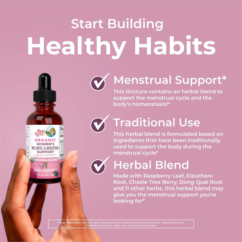 MaryRuth Organics USDA Organic Women's Wellness Liquid Herbal Supplements | Includes Stinging Nettle, Raspberry Leaf, Eleuthero Root, Chaste Tree Berry | Menstrual Support | Non-GMO, Vegan - TrustMedUSA