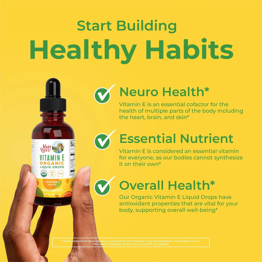 MaryRuth Organics USDA Vitamin E Liquid Drops 2 Month Supply | Bone and Joint Health | Cognitive Health for Adults and Kids | Sugar Free, Vegan, Non-GMO, Gluten Free | 2 Ounces - TrustMedUSA