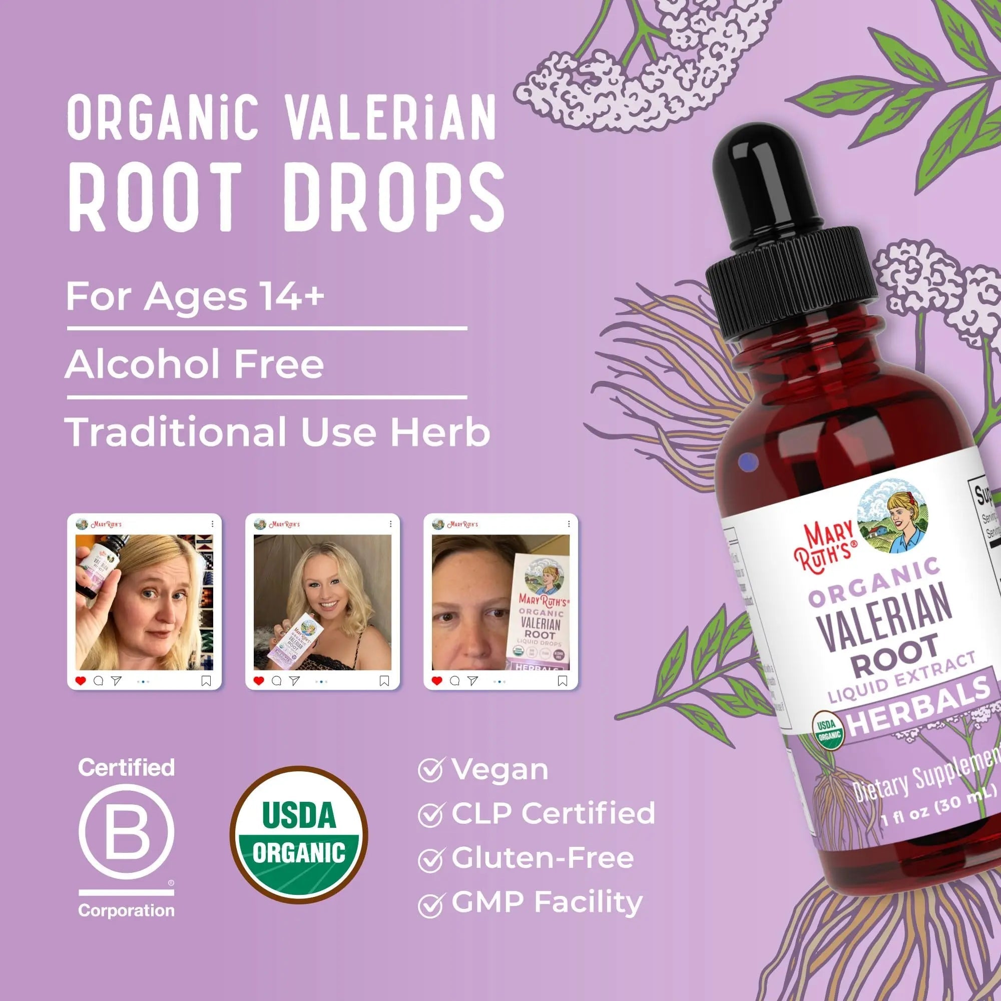 MaryRuth Organics Valerian Root Liquid Drops | 2 Month Supply | Sugar Free | USDA Organic Valerian Root Drops | Support Sleep | Calm and Stress Relief | Vegan | Non-GMO | Gluten Free | 60 Servings - TrustMedUSA