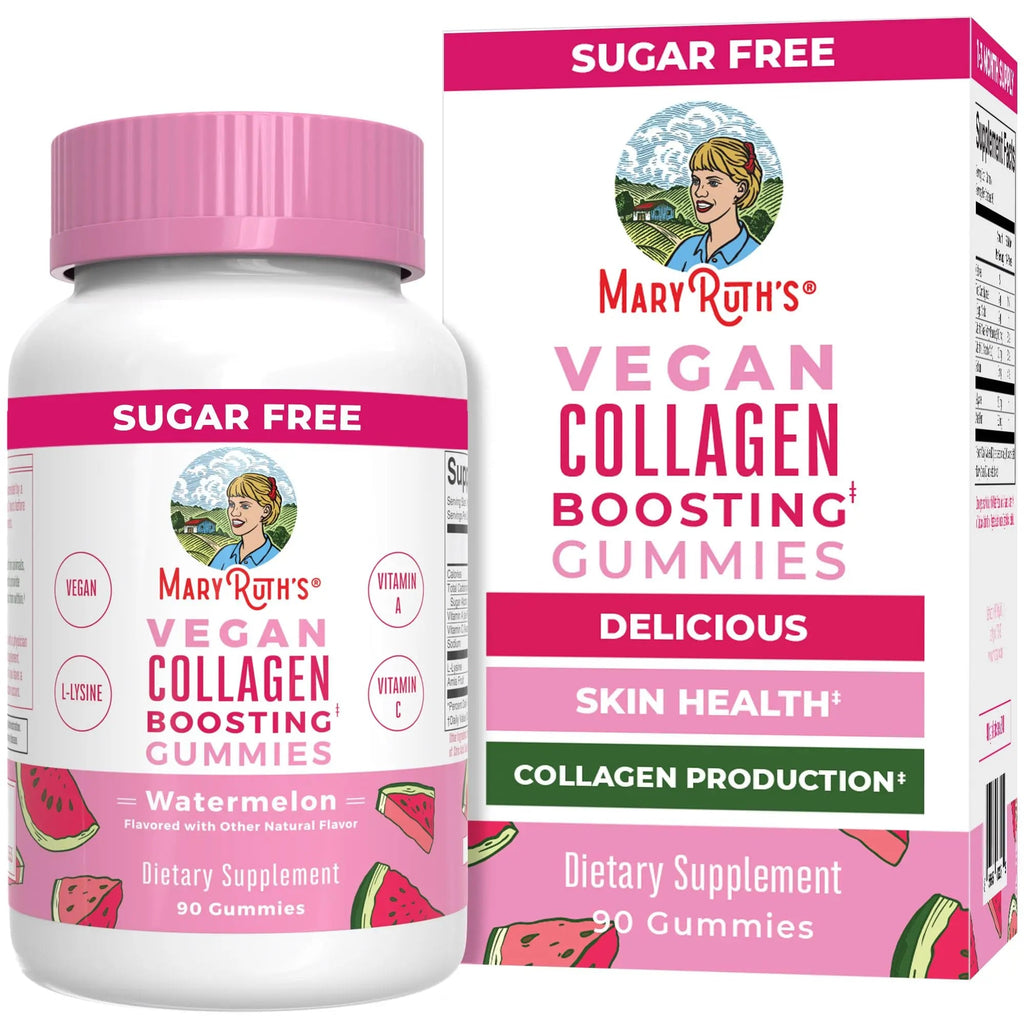 MaryRuth Organics Vegan Collagen for Women & Men, Collagen Boosting Gummies, Skin Care, Lysine, Vitamin C, Vitamin A, Amla, Supplement for Hair & Skin, Vegan, Non-GMO, Gluten Free, 90 Servings - TrustMedUSA