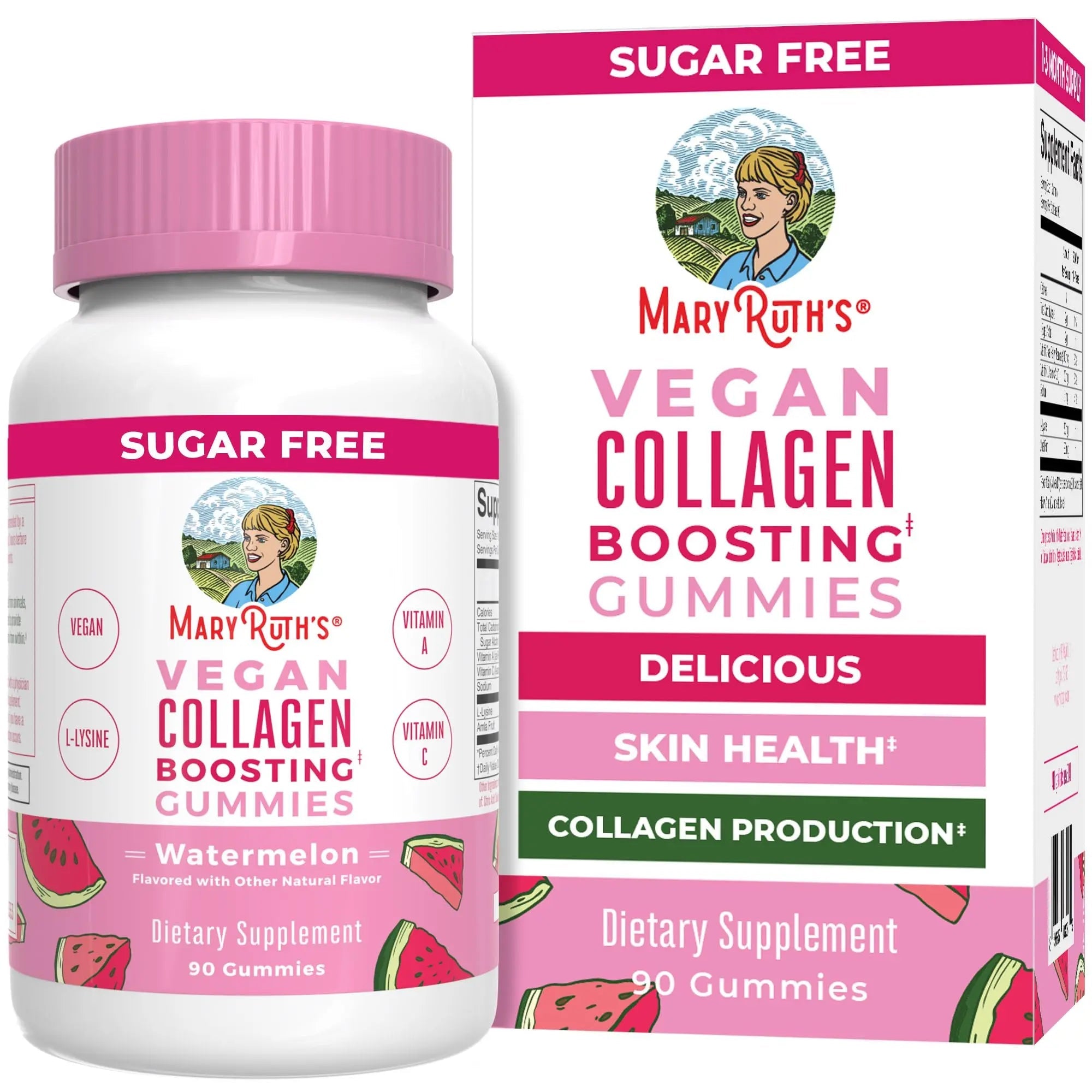 MaryRuth Organics Vegan Collagen for Women & Men, Collagen Boosting Gummies, Skin Care, Lysine, Vitamin C, Vitamin A, Amla, Supplement for Hair & Skin, Vegan, Non-GMO, Gluten Free, 90 Servings - TrustMedUSA