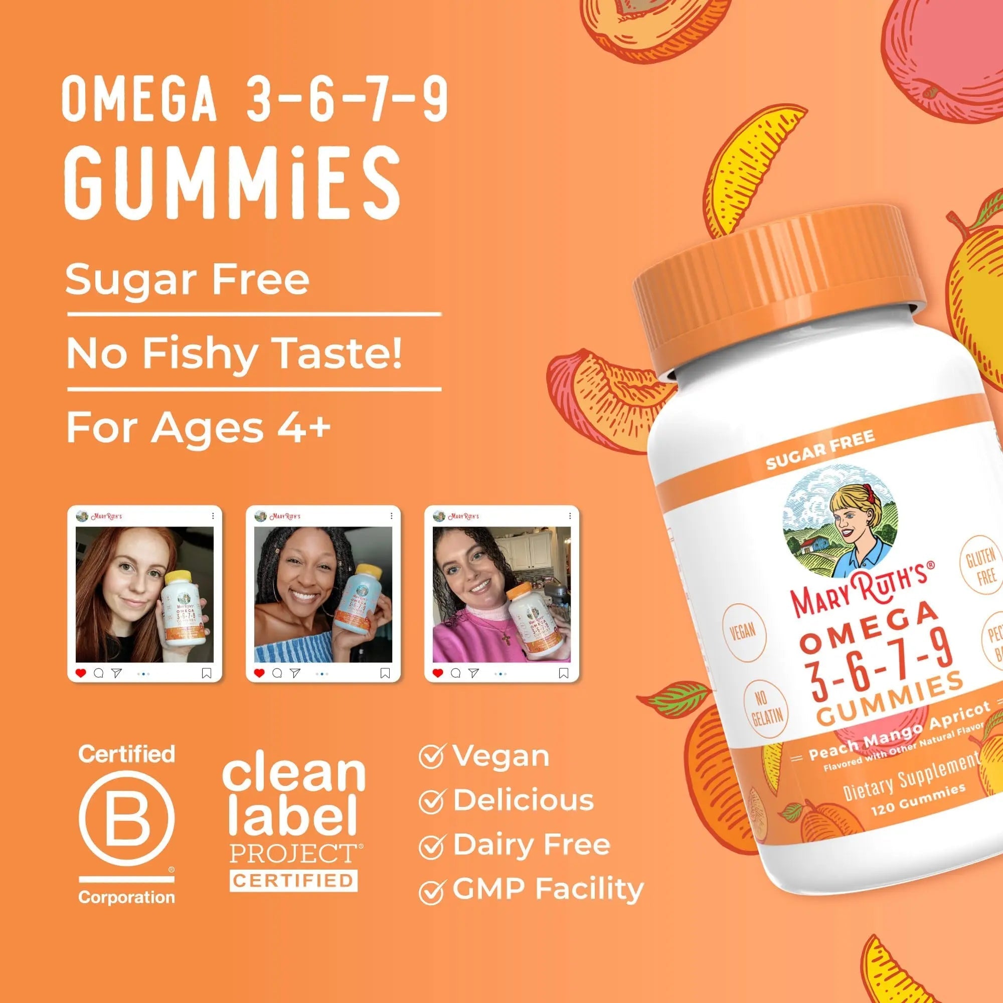 MaryRuth Organics Vegan Omega 3 6 7 9 Gummies | Up to 4 Month Supply | Omega 3 Supplement with Flaxseed Oil | Omega 3 Gummies - TrustMedUSA