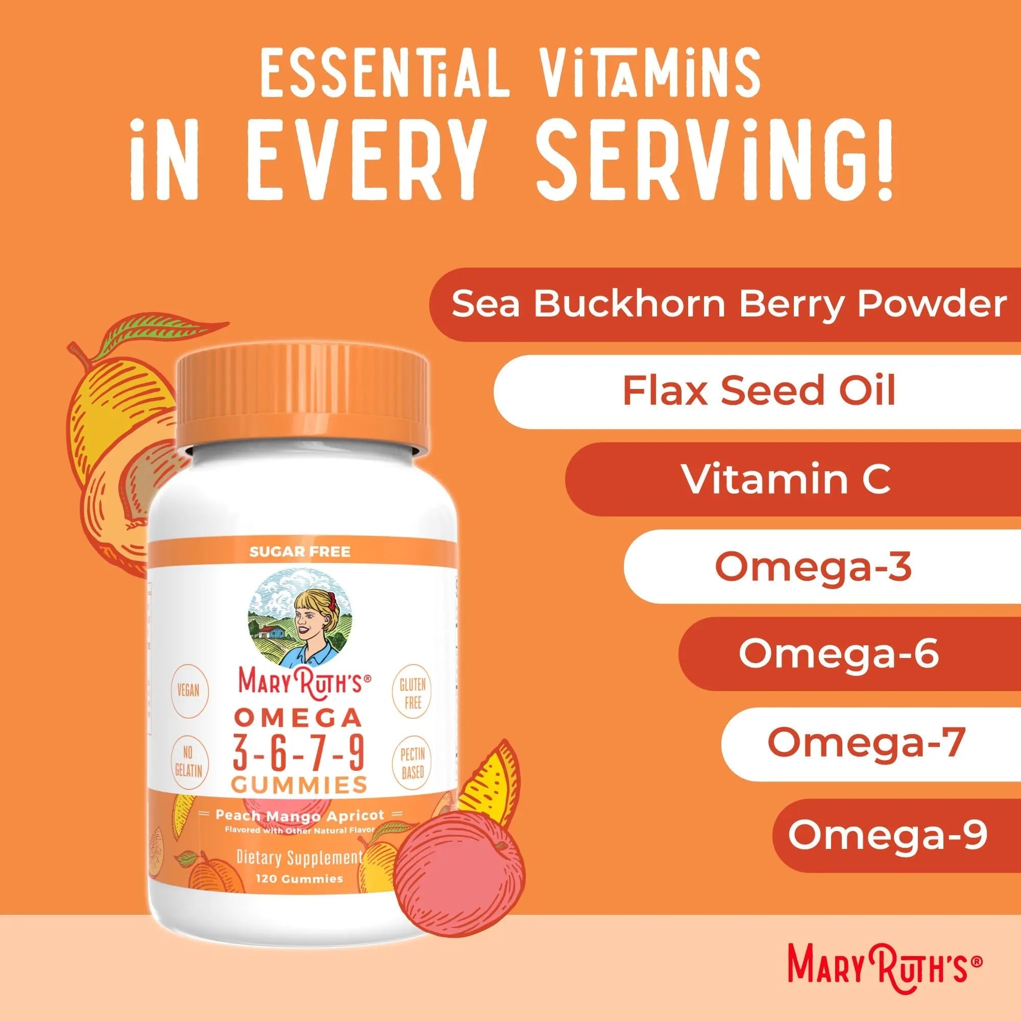 MaryRuth Organics Vegan Omega 3 6 7 9 Gummies | Up to 4 Month Supply | Omega 3 Supplement with Flaxseed Oil | Omega 3 Gummies - TrustMedUSA