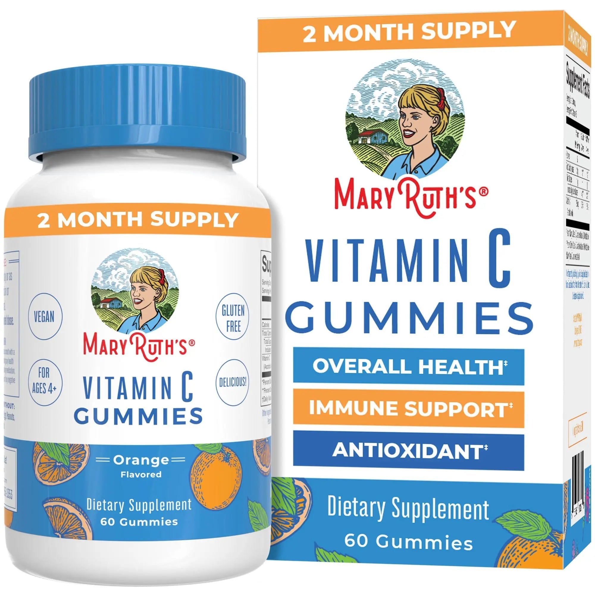 MaryRuth Organics Vegan Vitamin C Gummies | 2 Month Supply | Immune Support Supplement for Adults & Kids | Chewable Vitamin C Gummy Vitamins | Non-GMO | Pectin Based | 60 Count - TrustMedUSA