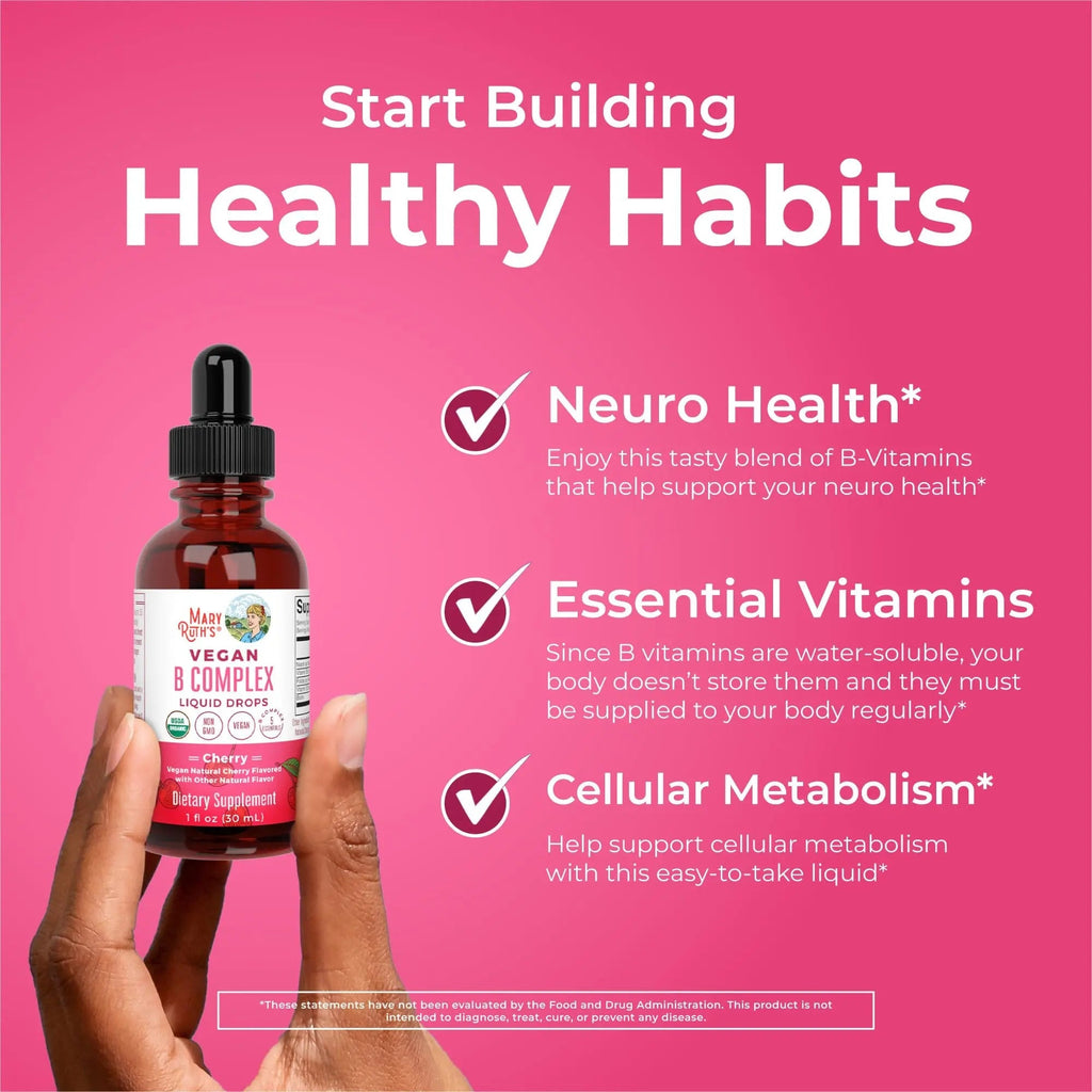 MaryRuth Organics Vitamin B Complex | B Vitamins Complex | Biotin | Vitamin B12 | Niacin | Folate | Metabolic Support Supplement | Vegan | USDA Organic - TrustMedUSA
