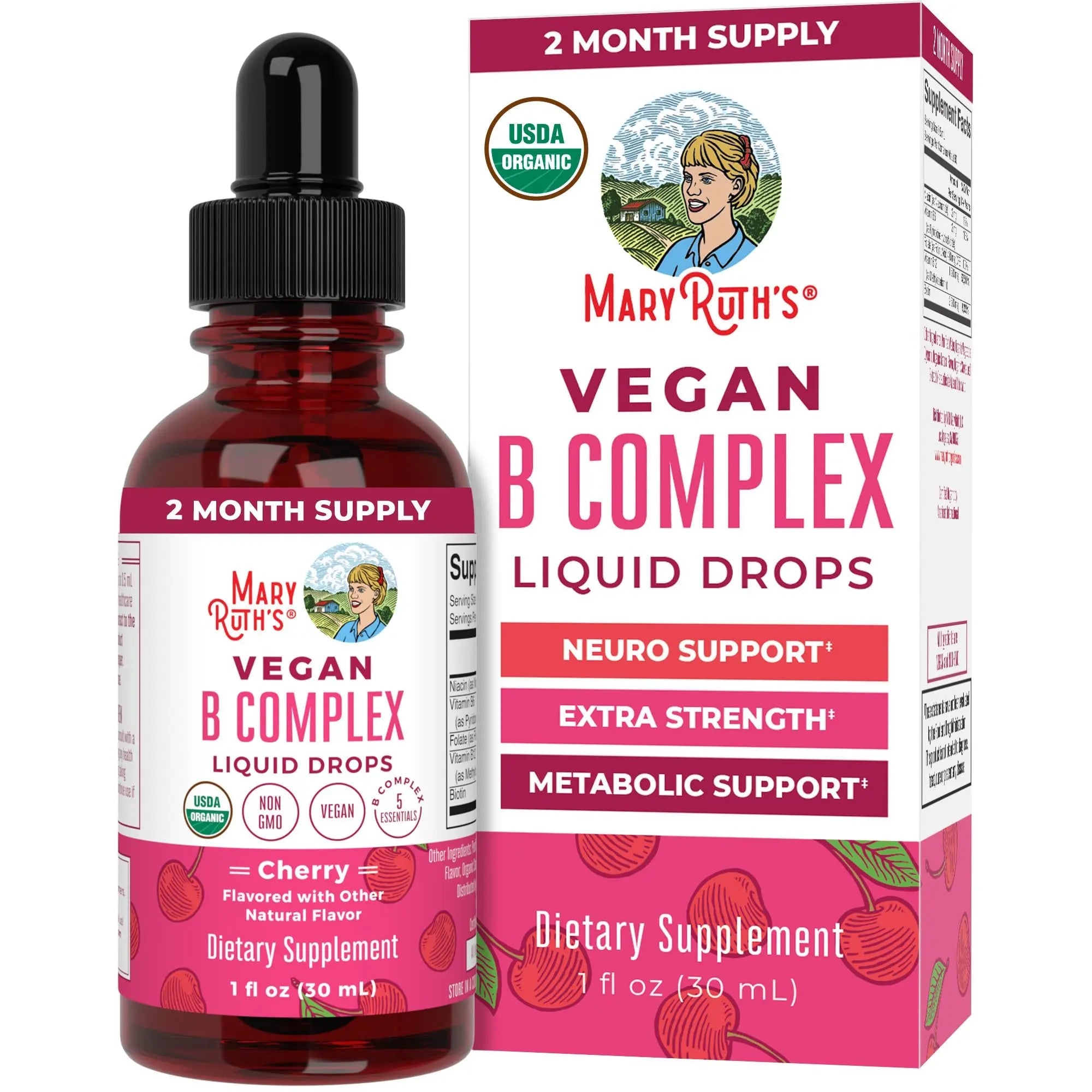 MaryRuth Organics Vitamin B Complex | B Vitamins Complex | Biotin | Vitamin B12 | Niacin | Folate | Metabolic Support Supplement | Vegan | USDA Organic - TrustMedUSA