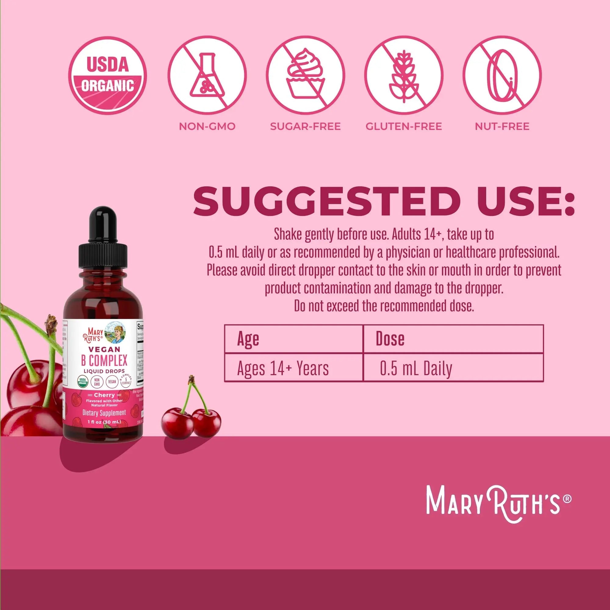 MaryRuth Organics Vitamin B Complex | B Vitamins Complex | Biotin | Vitamin B12 | Niacin | Folate | Metabolic Support Supplement | Vegan | USDA Organic - TrustMedUSA