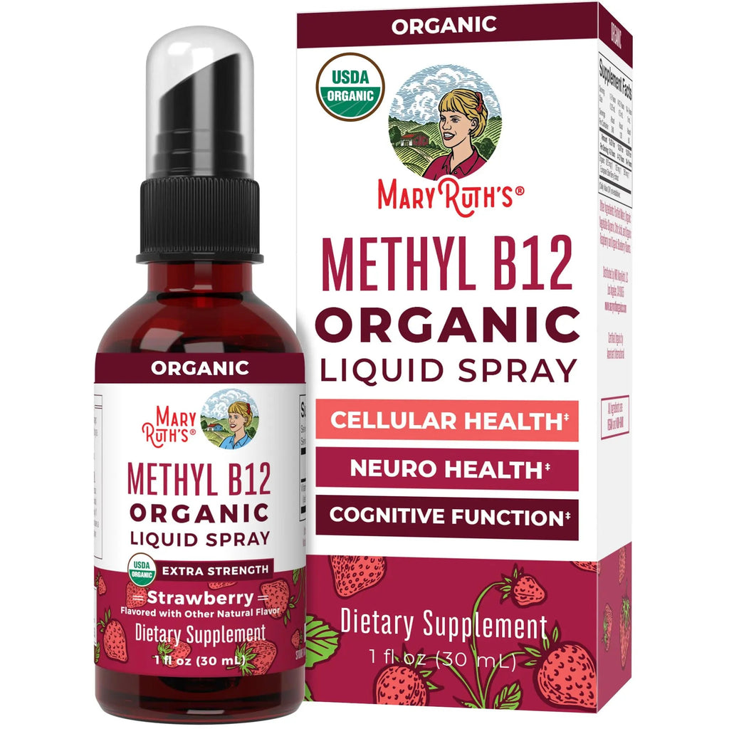 MaryRuth Organics Vitamin B12 Liquid Spray | Vegan, Non-GMO, Gluten-Free | USDA Organic Supplement | Energy & Nervous System Support | B12 Vitamins for Women & Men | 720 mcg | 1 Fl Oz - TrustMedUSA
