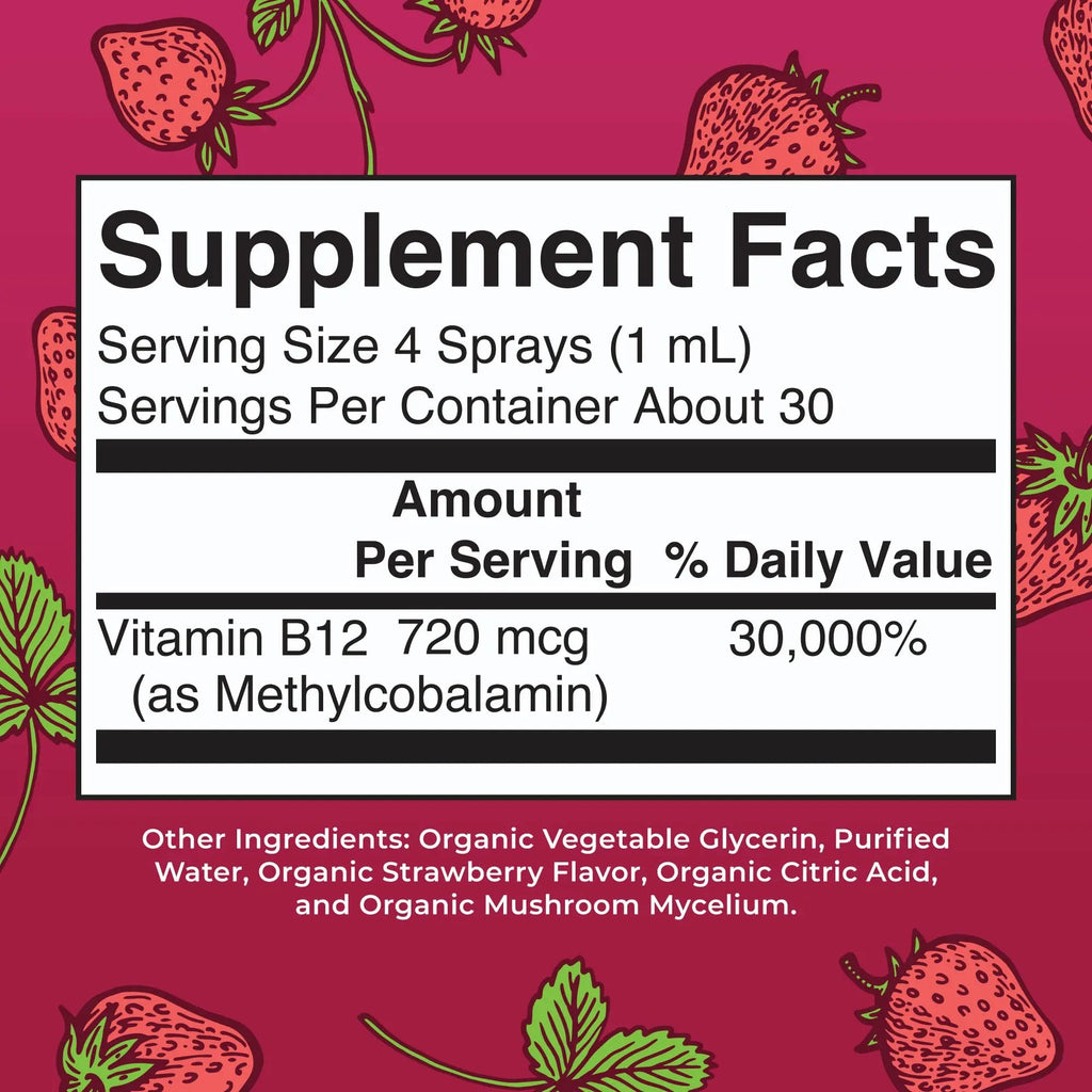 MaryRuth Organics Vitamin B12 Liquid Spray | Vegan, Non-GMO, Gluten-Free | USDA Organic Supplement | Energy & Nervous System Support | B12 Vitamins for Women & Men | 720 mcg | 1 Fl Oz - TrustMedUSA
