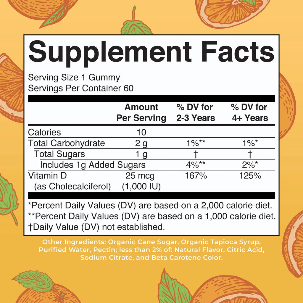 MaryRuth Organics Vitamin D3 Gummies | 2 Month Supply | Adults & Kids Vitamin D Gummy | Immune Support Supplement | VIT D3 1000IU for Bone Health&Muscle Function | Vegan | Non-GMO | Gluten Free | 60 - TrustMedUSA