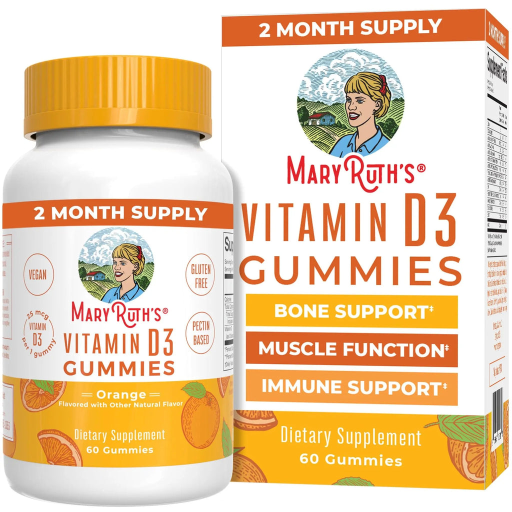MaryRuth Organics Vitamin D3 Gummies | 2 Month Supply | Adults & Kids Vitamin D Gummy | Immune Support Supplement | VIT D3 1000IU for Bone Health&Muscle Function | Vegan | Non-GMO | Gluten Free | 60 - TrustMedUSA