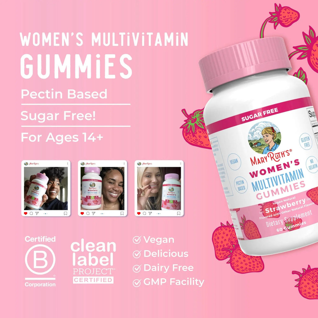MaryRuth Organics Women's Immune Support Multivitamin Gummies | Ages 14+ | Skin Health | Gummy Vitamins for Women | Sugar-Free | Vegan | Non-GMO | 60 Count - TrustMedUSA