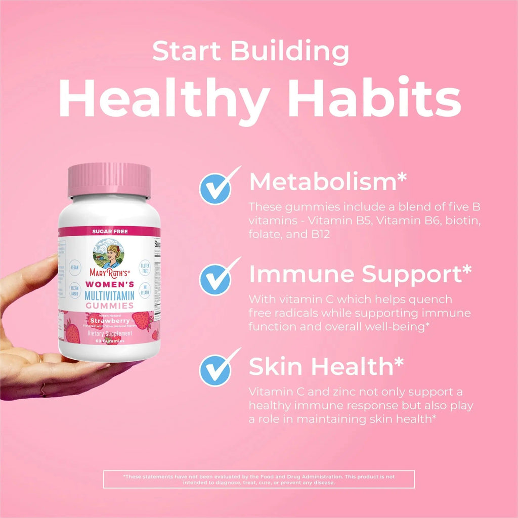 MaryRuth Organics Women's Immune Support Multivitamin Gummies | Ages 14+ | Skin Health | Gummy Vitamins for Women | Sugar-Free | Vegan | Non-GMO | 60 Count - TrustMedUSA
