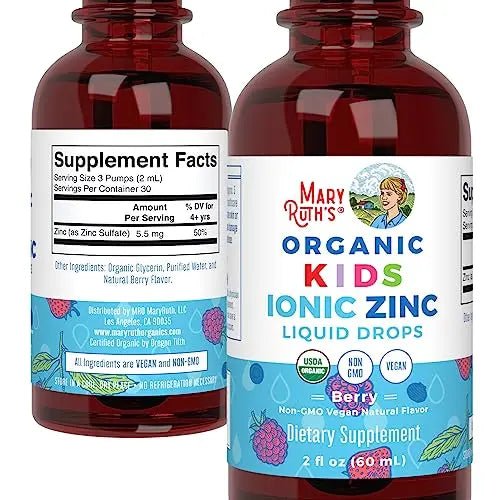 MaryRuth Organics Zinc Supplement for Immune Support, Immune Support Supplement for Kids, Ages 4-13, Zinc Sulfate, Vegan, USDA Organic, Glycerin Based, 2 Fl Oz - TrustMedUSA