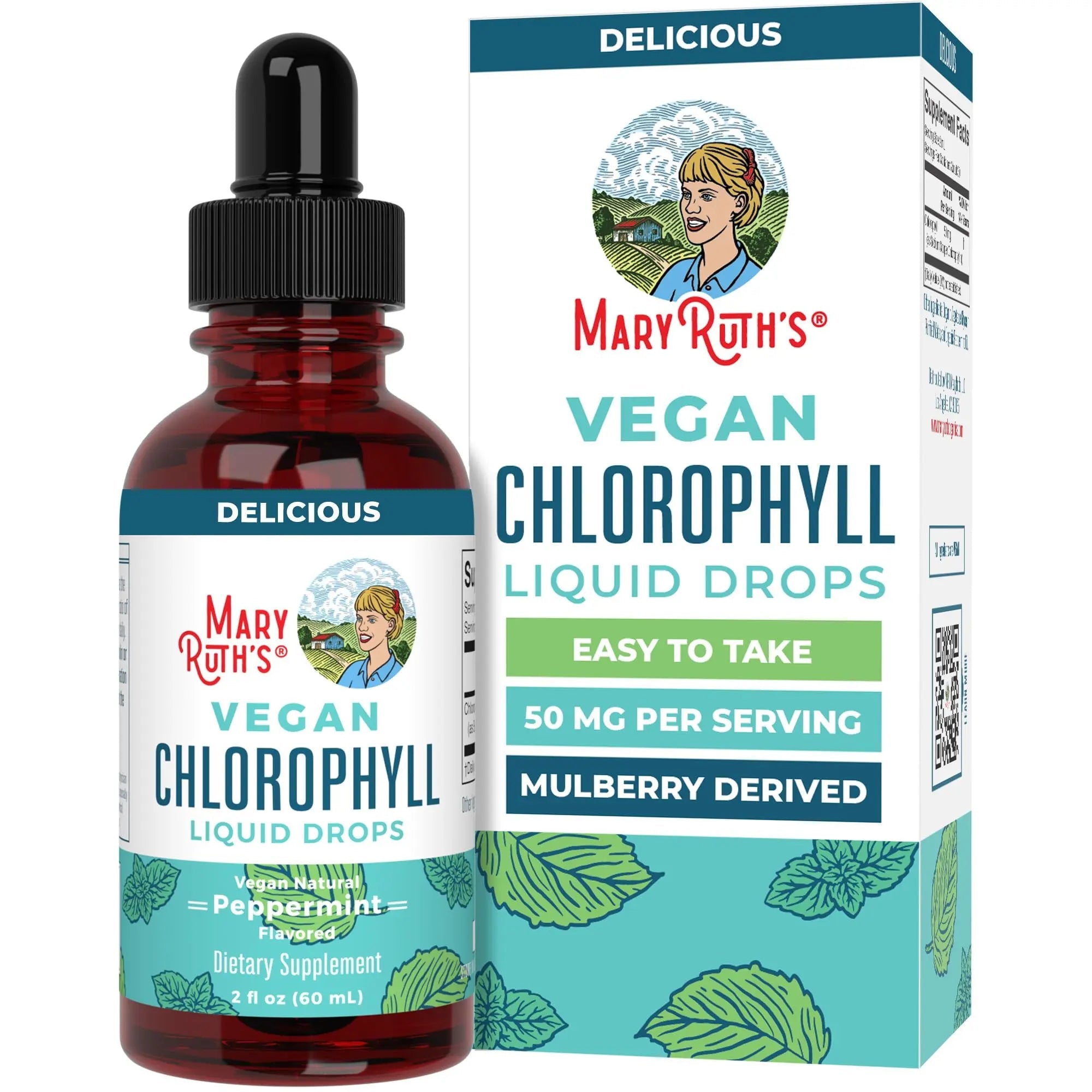MaryRuth's Chlorophyll Liquid Drops | Clean Label Project Certified® | Vegan | Non-Diluted Liquid Chlorophyll| Mulberry Derived Supplement for Ages 14+ | Non-GMO | Delicious Minty Flavor | 2 Fl Oz - TrustMedUSA