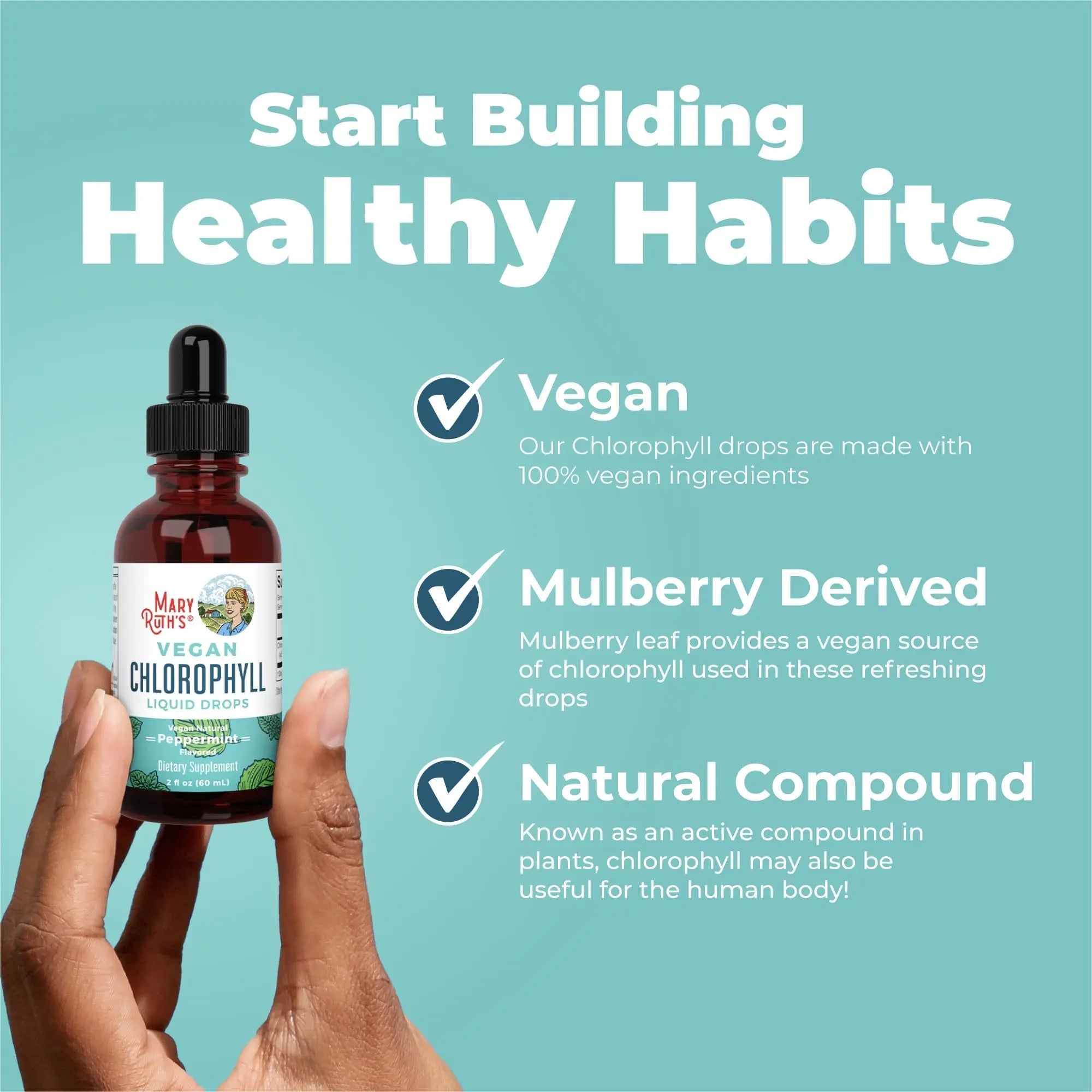 MaryRuth's Chlorophyll Liquid Drops | Clean Label Project Certified® | Vegan | Non-Diluted Liquid Chlorophyll| Mulberry Derived Supplement for Ages 14+ | Non-GMO | Delicious Minty Flavor | 2 Fl Oz - TrustMedUSA