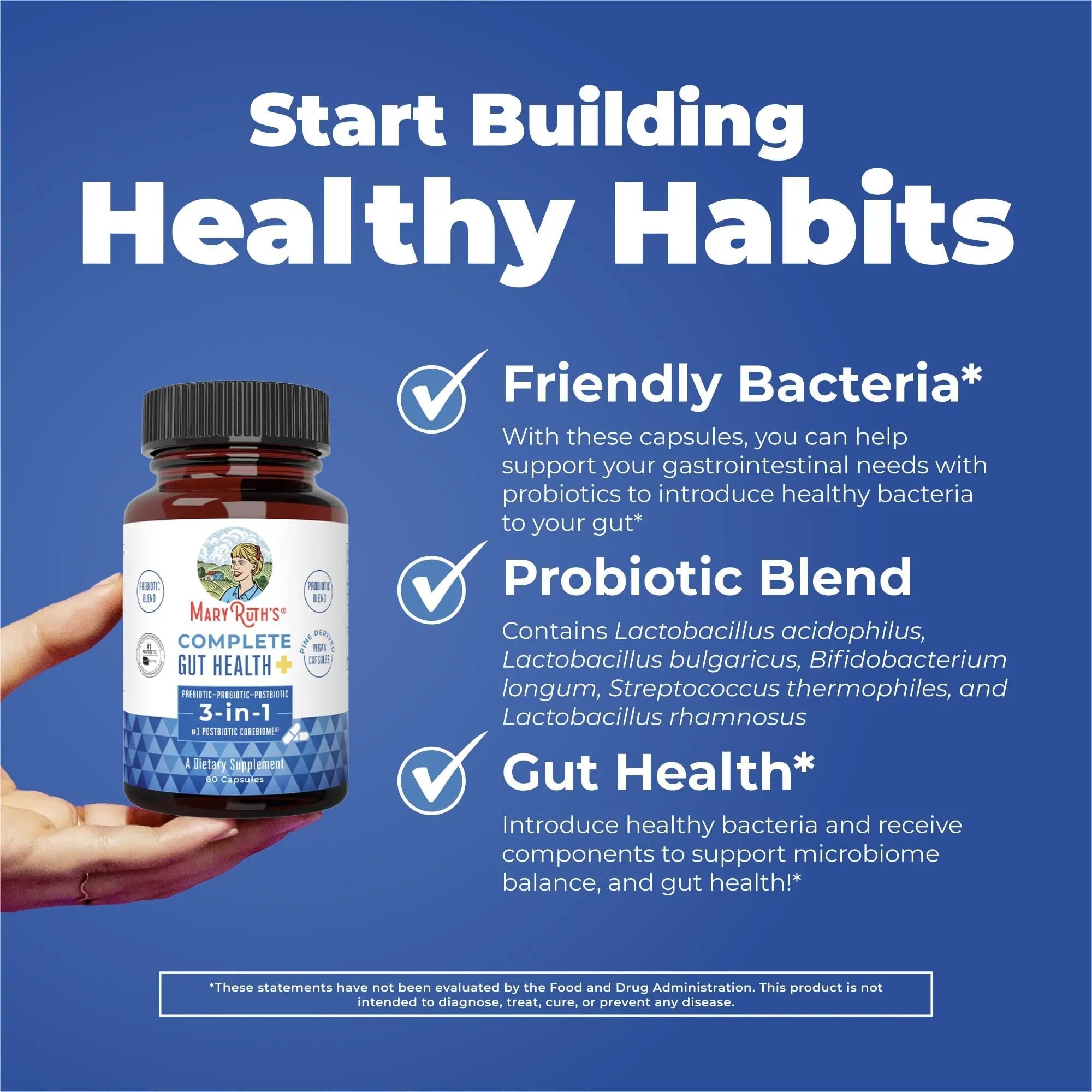 MARYRUTH'S Complete Gut Health+ Capsules | 5 Probiotic Blend | Butyrate | Corebiome® | Vegan Gut Support | Support Gastrointestinal Health & Microbiome - TrustMedUSA