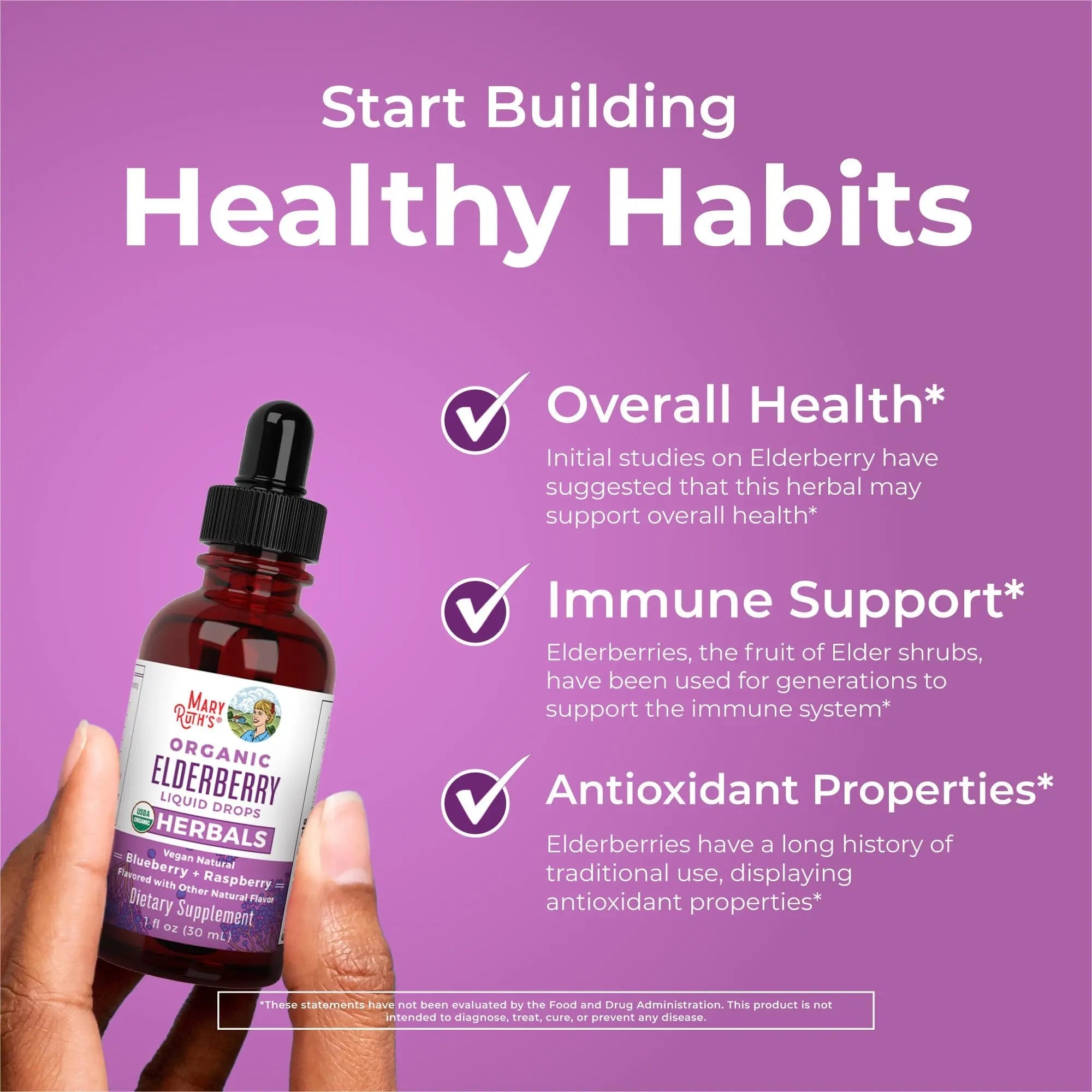 MARYRUTH'S Elderberry Liquid Drops for Adults & Kids | Immune Support | Antioxidant | Overall Wellness | Elder Berry Extract | USDA Organic | Sugar Free | Vegan | Non-GMO | Gluten Free | 1 Fl Oz - TrustMedUSA