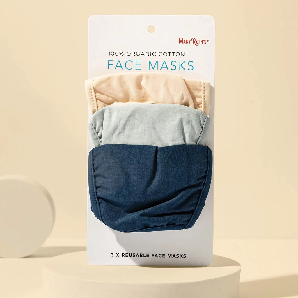 MaryRuth's Face Masks Made with 100% Organic Cotton | Soft and Secure 3-Layer Protection | Breathable Comfortable and Reusable Face Masks | One Size Fits Most | 3 Pack - TrustMedUSA