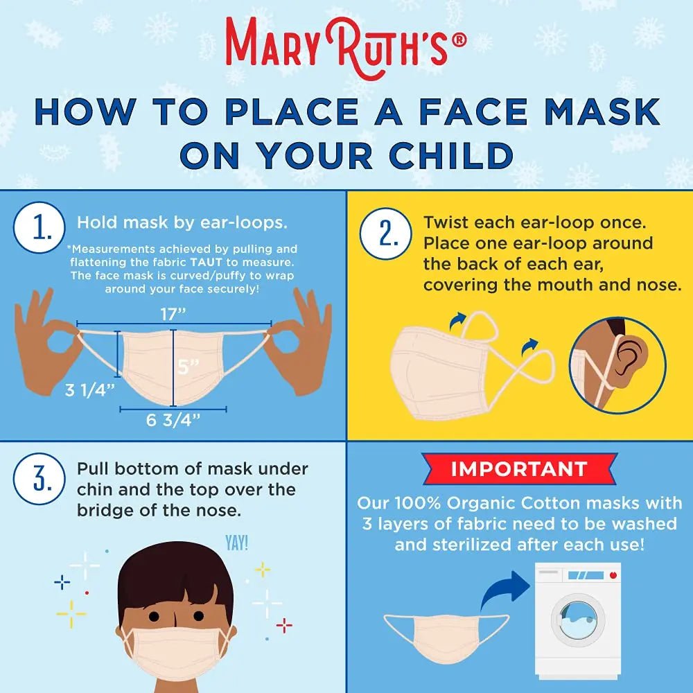MaryRuth's Face Masks Made with 100% Organic Cotton | Soft and Secure 3-Layer Protection | Breathable Comfortable and Reusable Face Masks | One Size Fits Most | 3 Pack - TrustMedUSA