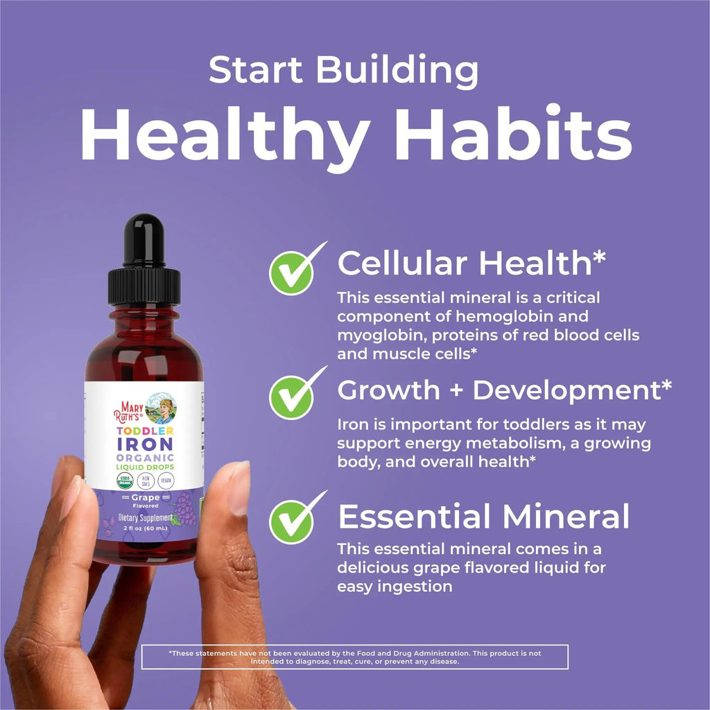 MaryRuth's Iron Supplement for Toddlers | Liquid Iron Supplement for Children Ages 1-3 | Iron Supplement for Iron Deficiency | Ferrochel | Sugar Free | Vegan | Non-GMO | Gluten Free | 2 Fl Oz - TrustMedUSA