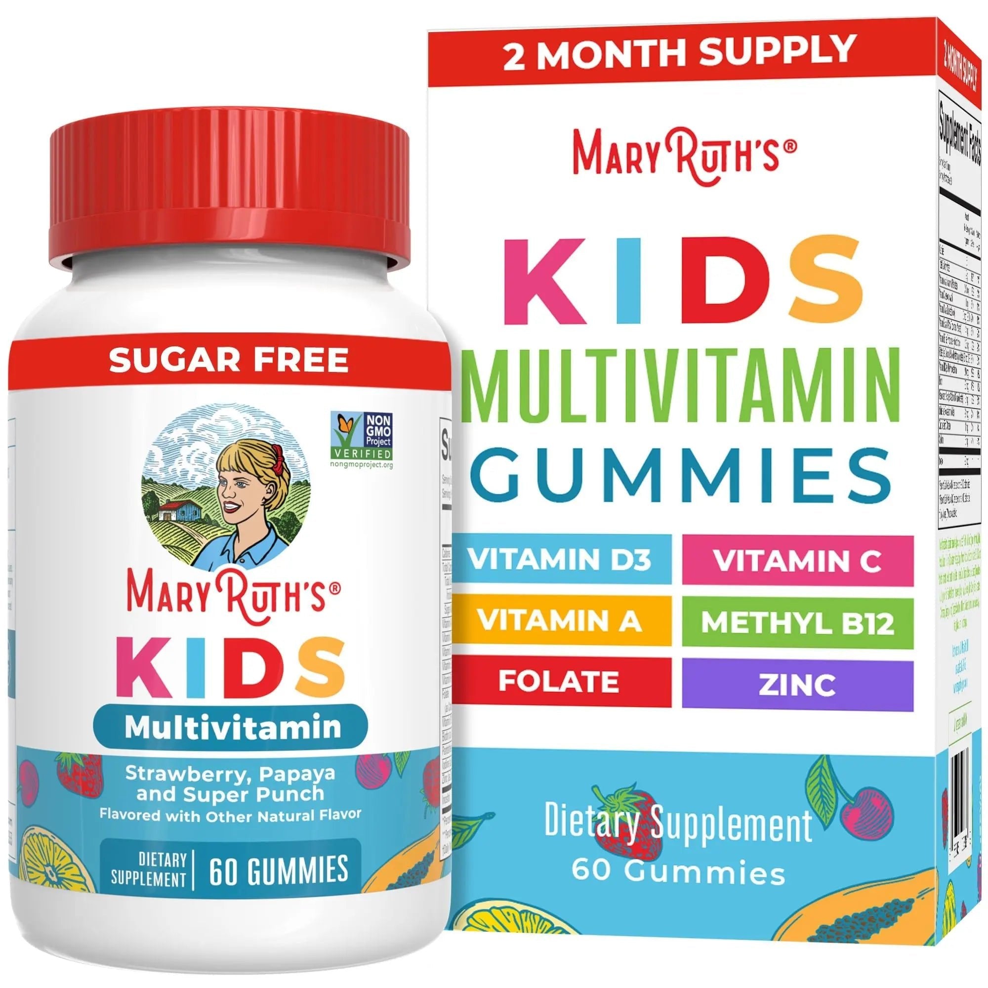 MARYRUTH'S Kids Vitamins | Multi | Sugar Free | 2 Month Supply | Kids Multivitamin Gummies for Ages 2+ | Vegan | Only 1 Gummy a Day | 60 Count - TrustMedUSA