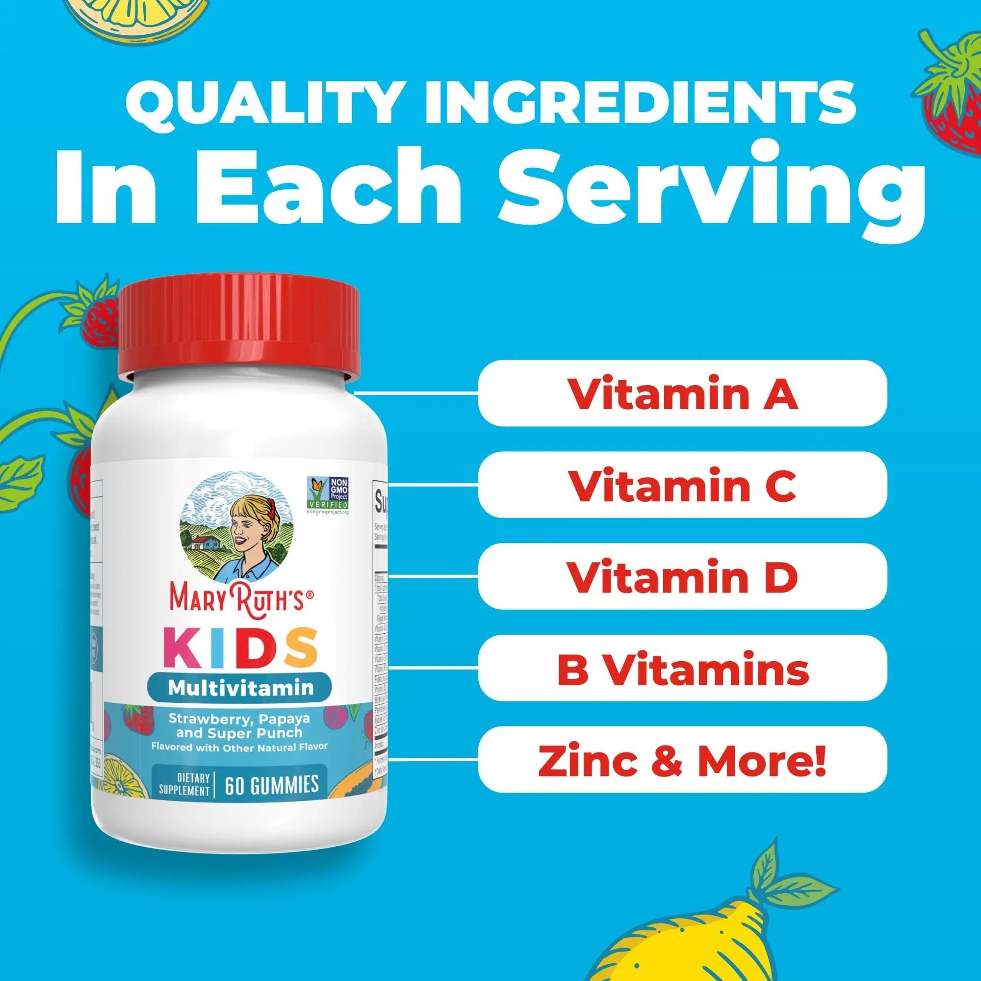 MARYRUTH'S Kids Vitamins | Multi | Sugar Free | 2 Month Supply | Kids Multivitamin Gummies for Ages 2+ | Vegan | Only 1 Gummy a Day | 60 Count - TrustMedUSA