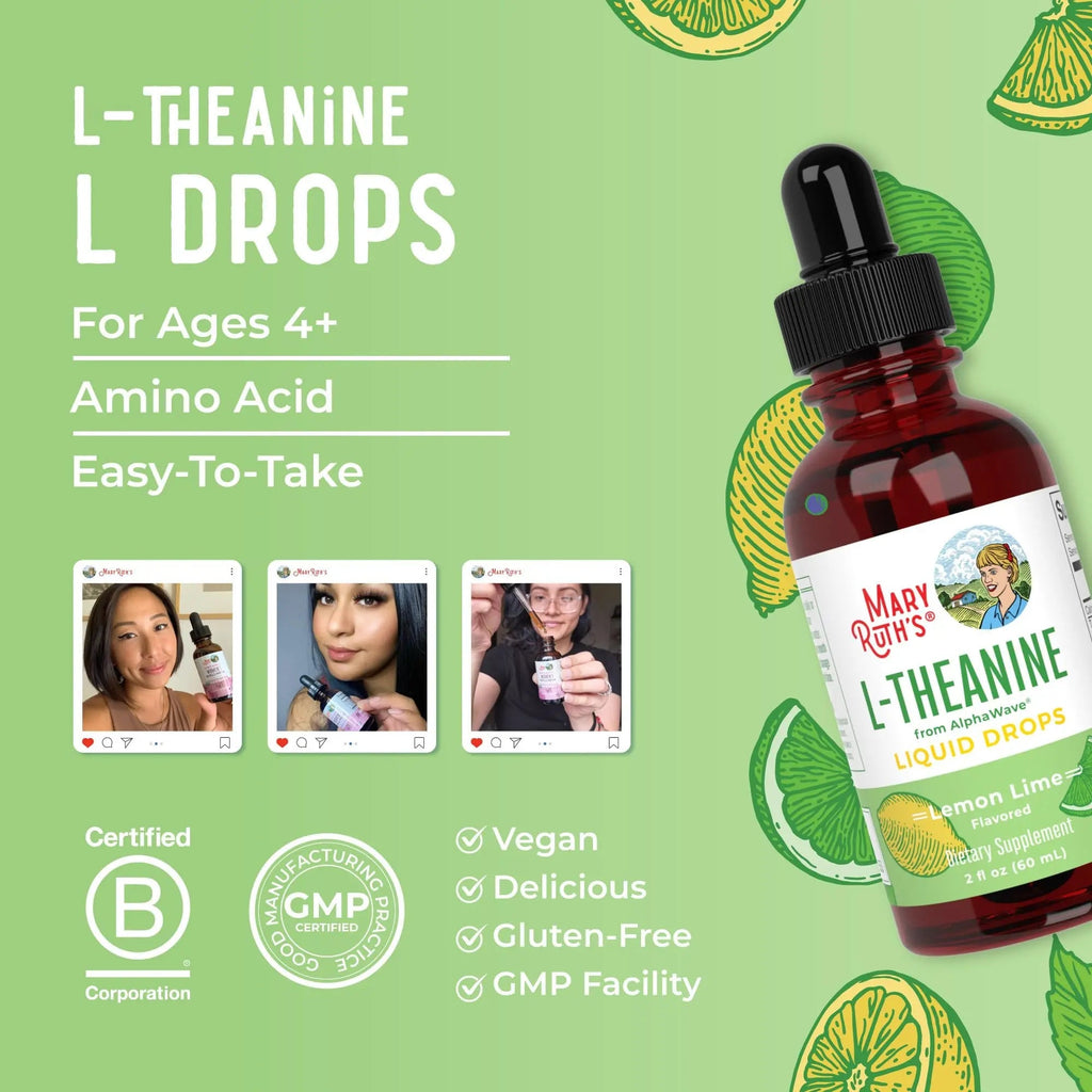 MaryRuth's L Theanine 200mg Liquid Drops | Mood Support for Adults & Kids | Focus Supplement | Natural Sleep Support | Vegan - TrustMedUSA