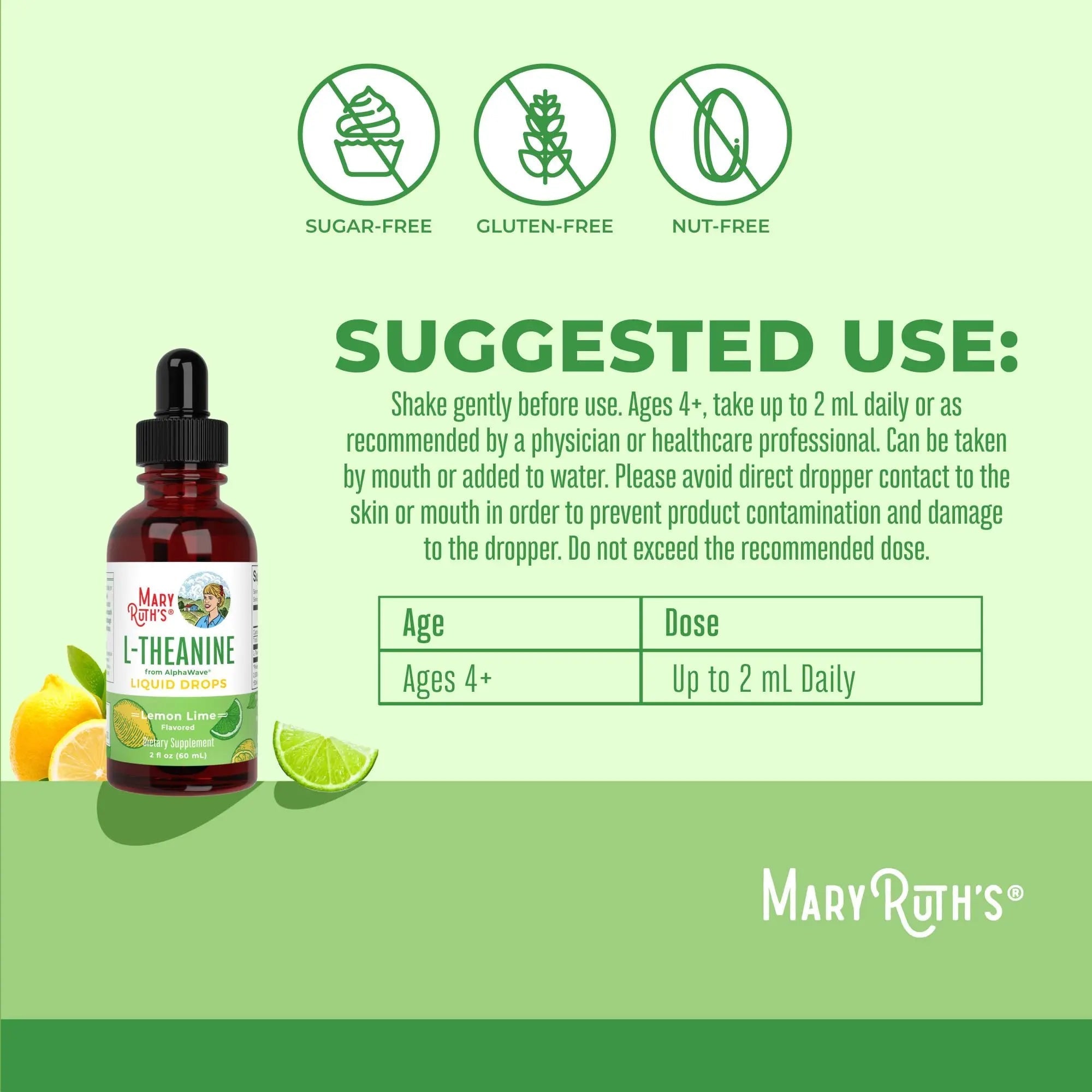 MaryRuth's L Theanine 200mg Liquid Drops | Mood Support for Adults & Kids | Focus Supplement | Natural Sleep Support | Vegan - TrustMedUSA