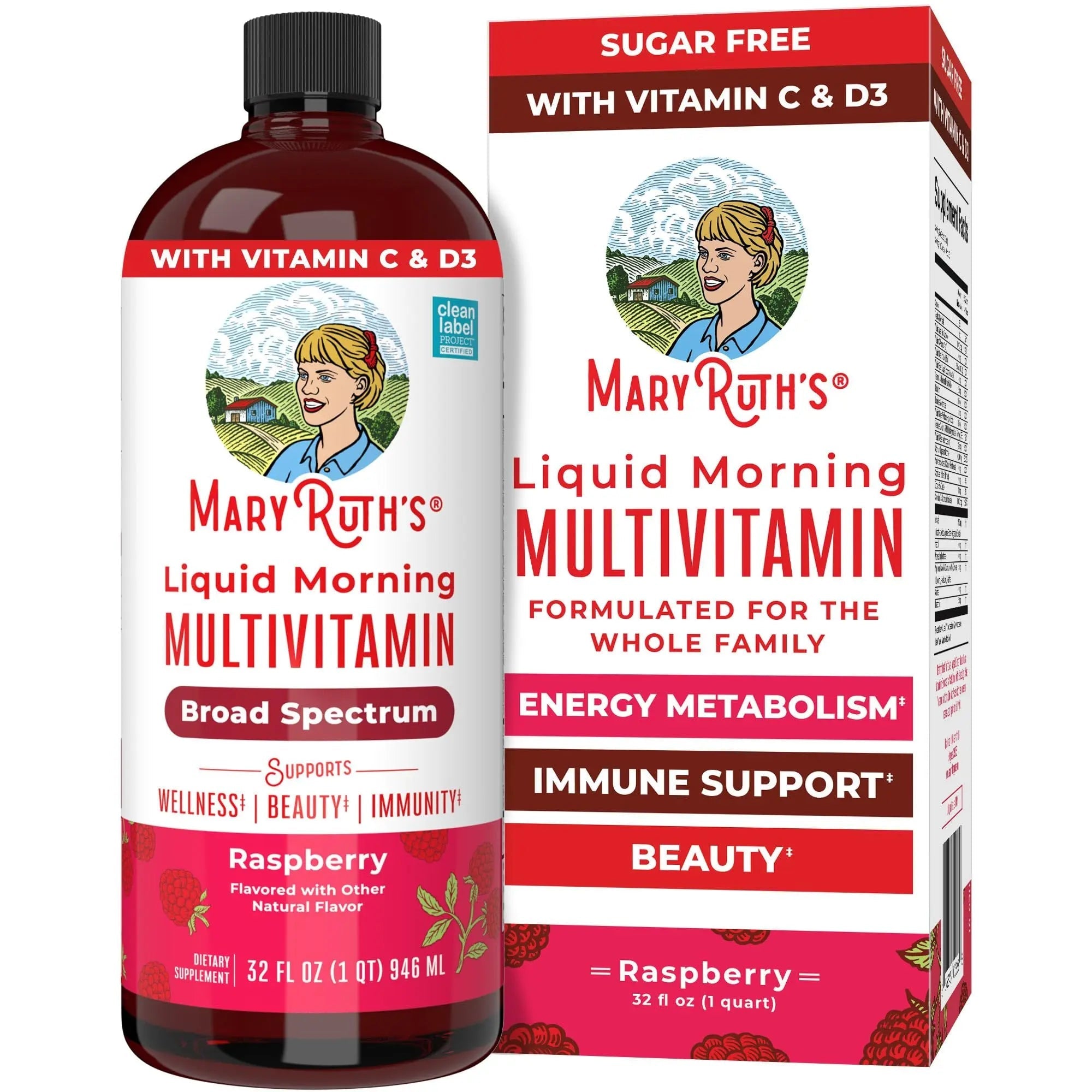 MARYRUTH'S Liquid Morning Multivitamin for Women, Men & Kids | Vitamin A C D E B6 B12 Biotin Zinc | Beauty | Vegan | Non-GMO | Gluten Free | 32 Servings - TrustMedUSA