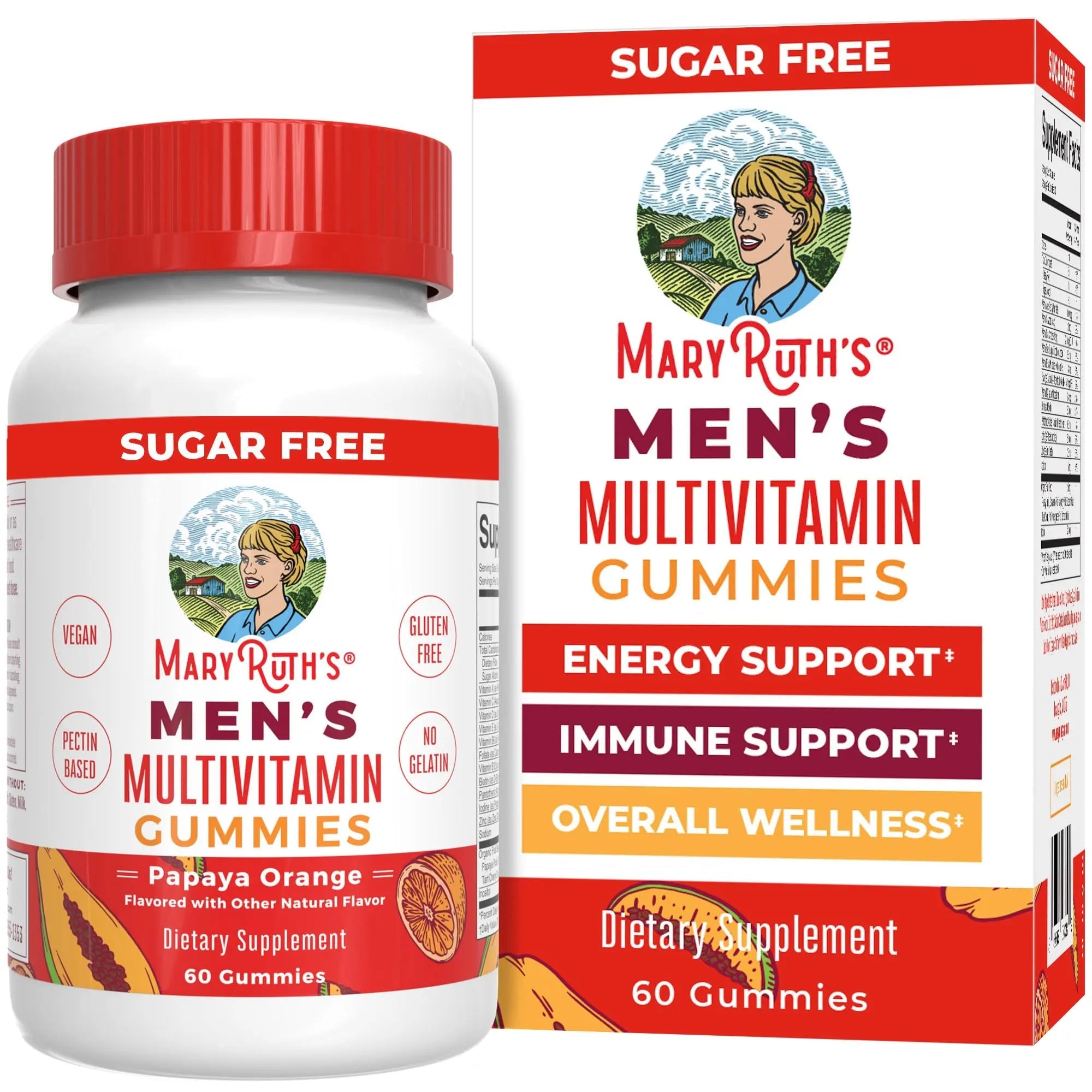 MaryRuth's Multivitamin Gummies for Men | Vitamin A, C, D, E, B6, B12, Biotin, Zinc | Energy Metabolism | Immunity | Bone Health | Cellular Health | Vegan | Non-GMO | Gluten & Sugar Free | 60 Count - TrustMedUSA