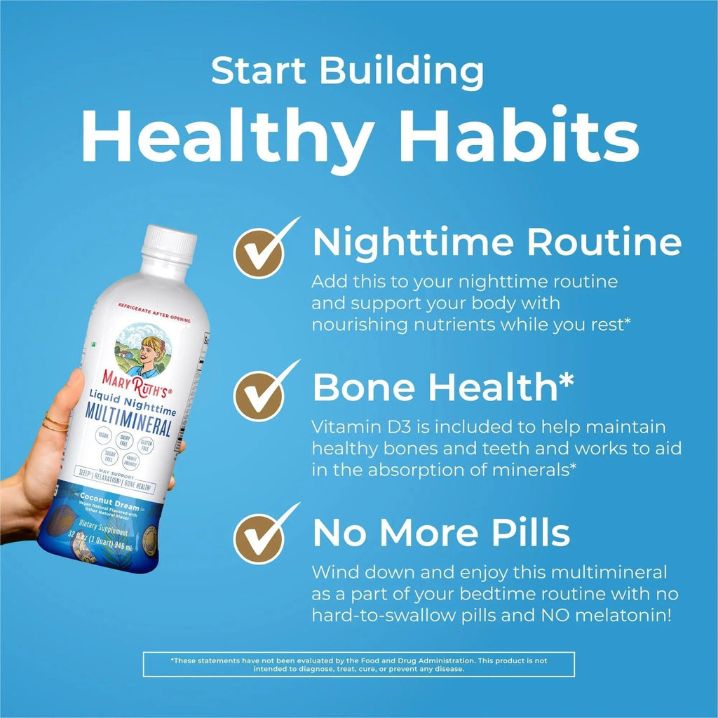 MaryRuth's Multivitamin Gummies for Women (Cherry & Raspberry) & Liquid Nighttime Multimineral Coconut (32oz) | Clean Label Project Verified - TrustMedUSA