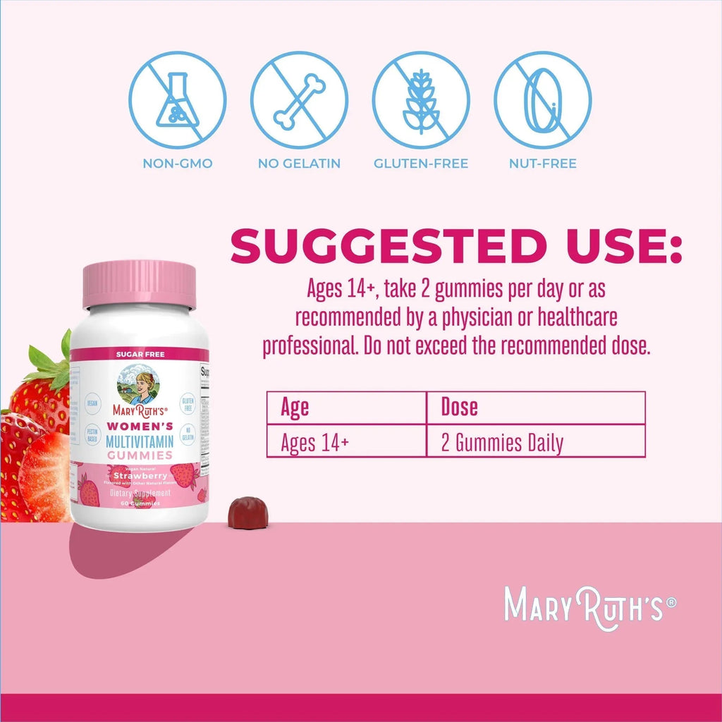 MaryRuth's Multivitamin Gummies for Women (Strawberry) & Liquid Nighttime Multimineral (Pineapple) | Clean Label Project Verified - TrustMedUSA