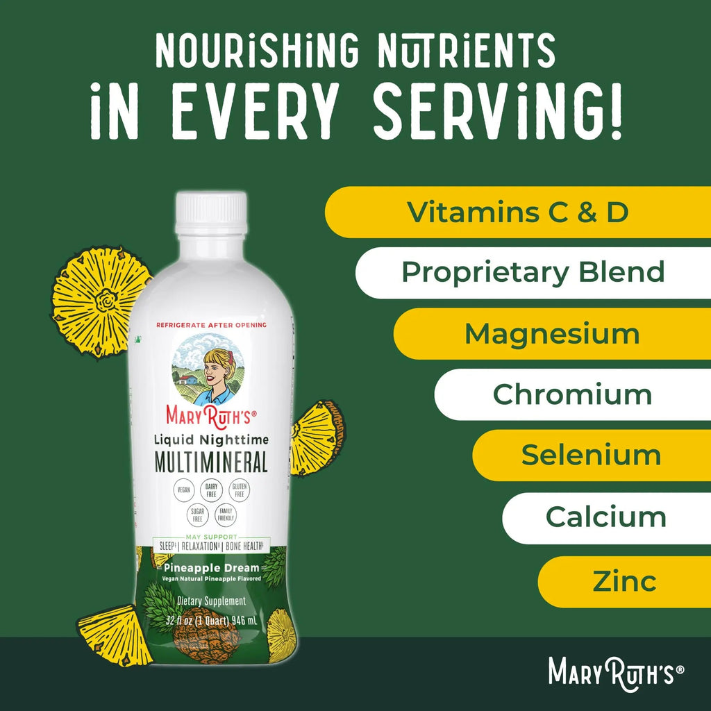 MaryRuth's Multivitamin Gummies for Women (Strawberry) & Liquid Nighttime Multimineral (Pineapple) | Clean Label Project Verified - TrustMedUSA