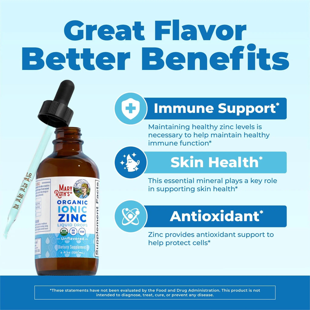 MaryRuth's Organic Liquid Zinc Supplement for Kids & Adults | Immune Support | Skin Health | Antioxidant | Cellular Metabolism | Zinc Sulfate - TrustMedUSA