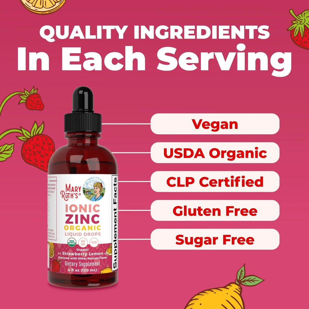 MaryRuth's Organic Liquid Zinc Supplement for Kids & Adults | Immune Support | Skin Health | Antioxidant | Cellular Metabolism | Zinc Sulfate | Vegan | Non-GMO | Sugar Free | Gluten Free | 4 oz - TrustMedUSA