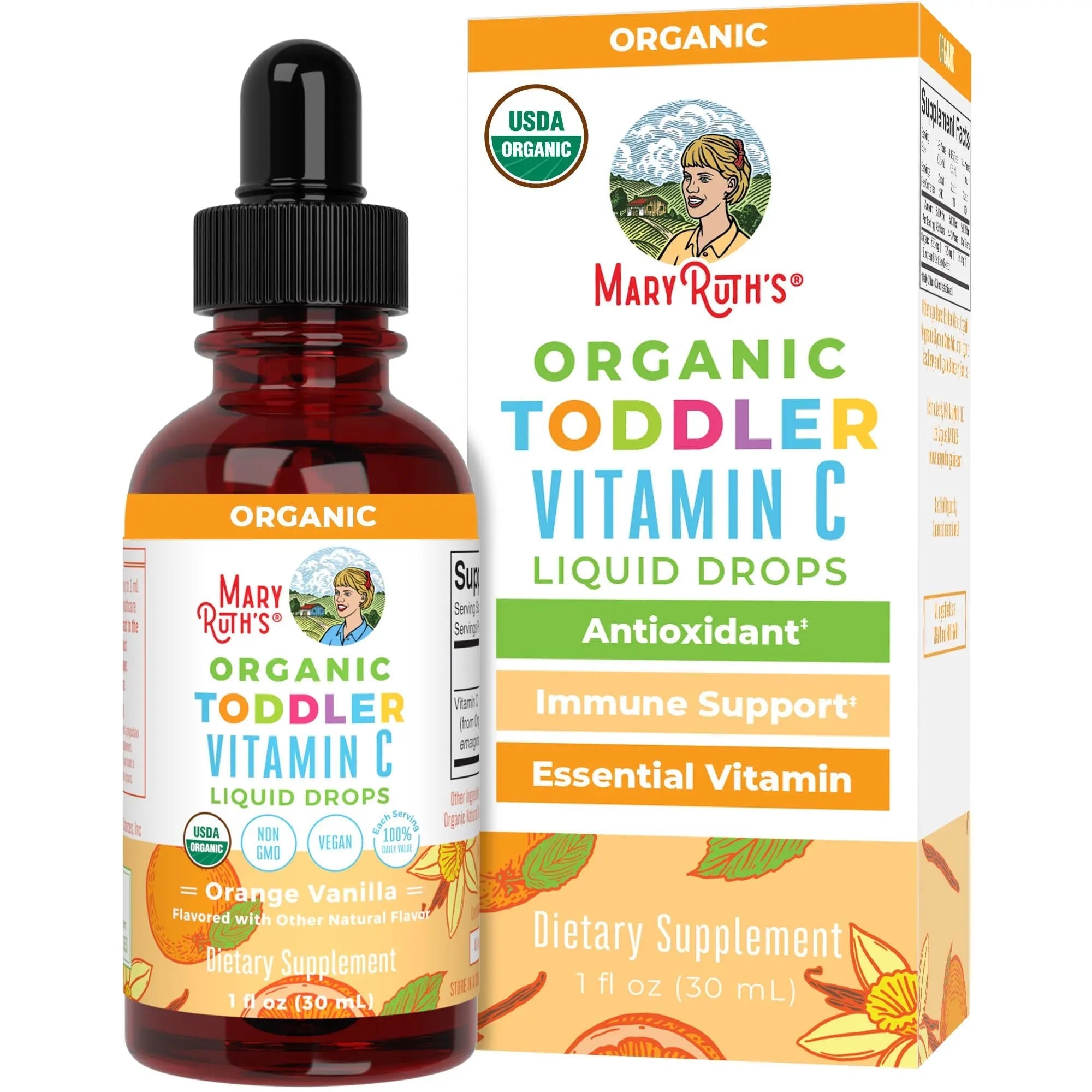 MARYRUTH'S Organic Toddler Vitamin C Drops for Immunity | Ages 1-3 Years | 15 mg Per Serving | Vitamin C for Immune Support & Overall Health | Vegan | Sugar Free - TrustMedUSA