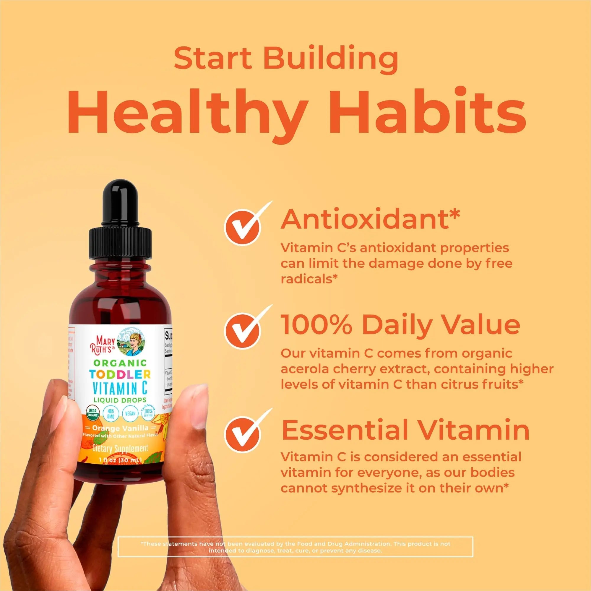 MARYRUTH'S Organic Toddler Vitamin C Drops for Immunity | Ages 1-3 Years | 15 mg Per Serving | Vitamin C for Immune Support & Overall Health | Vegan | Sugar Free - TrustMedUSA