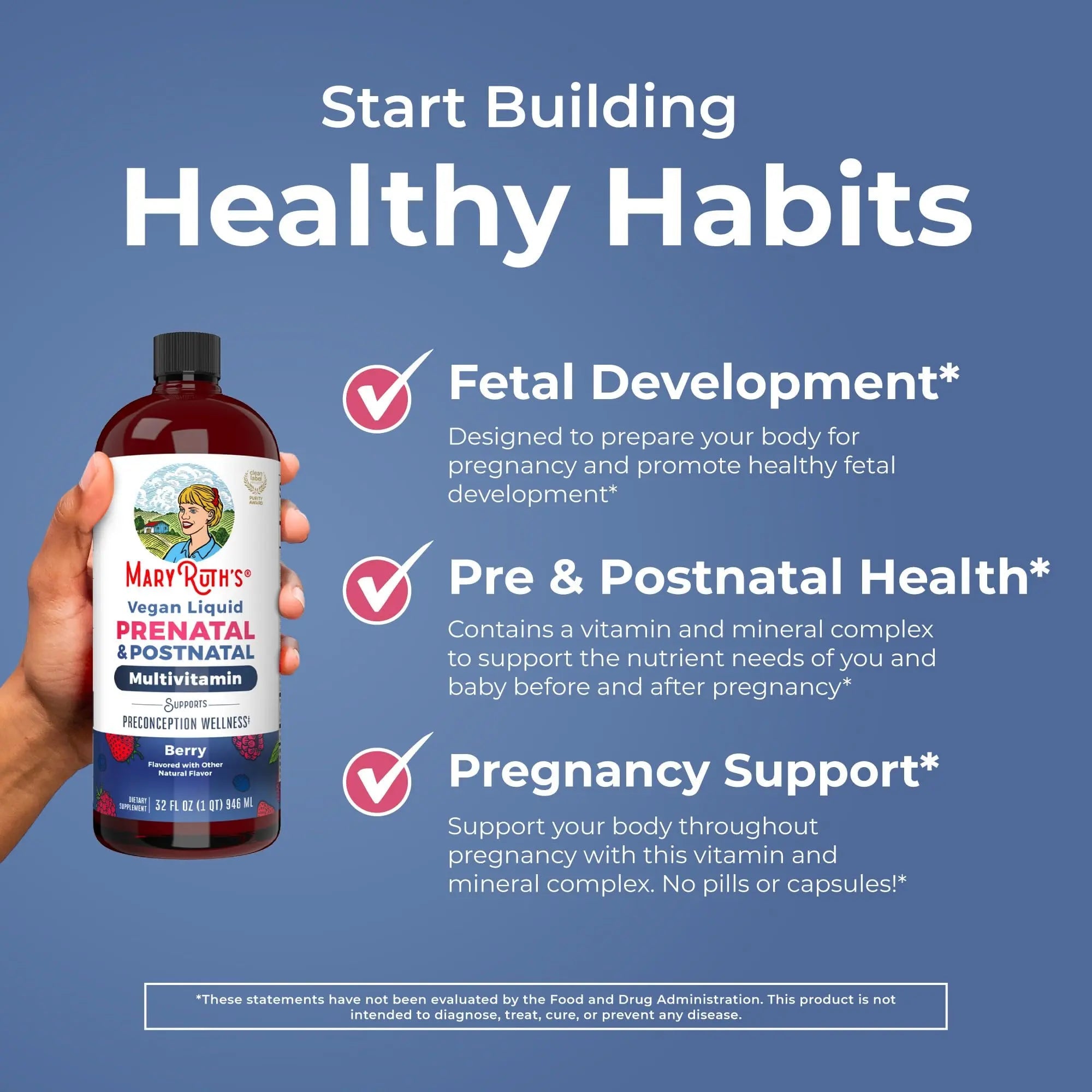 MARYRUTH'S Postnatal & Prenatal Vitamins for Women | Sugar Free | Selenium | Folate | Vegan | Non-GMO | Gluten Free | 32oz - TrustMedUSA