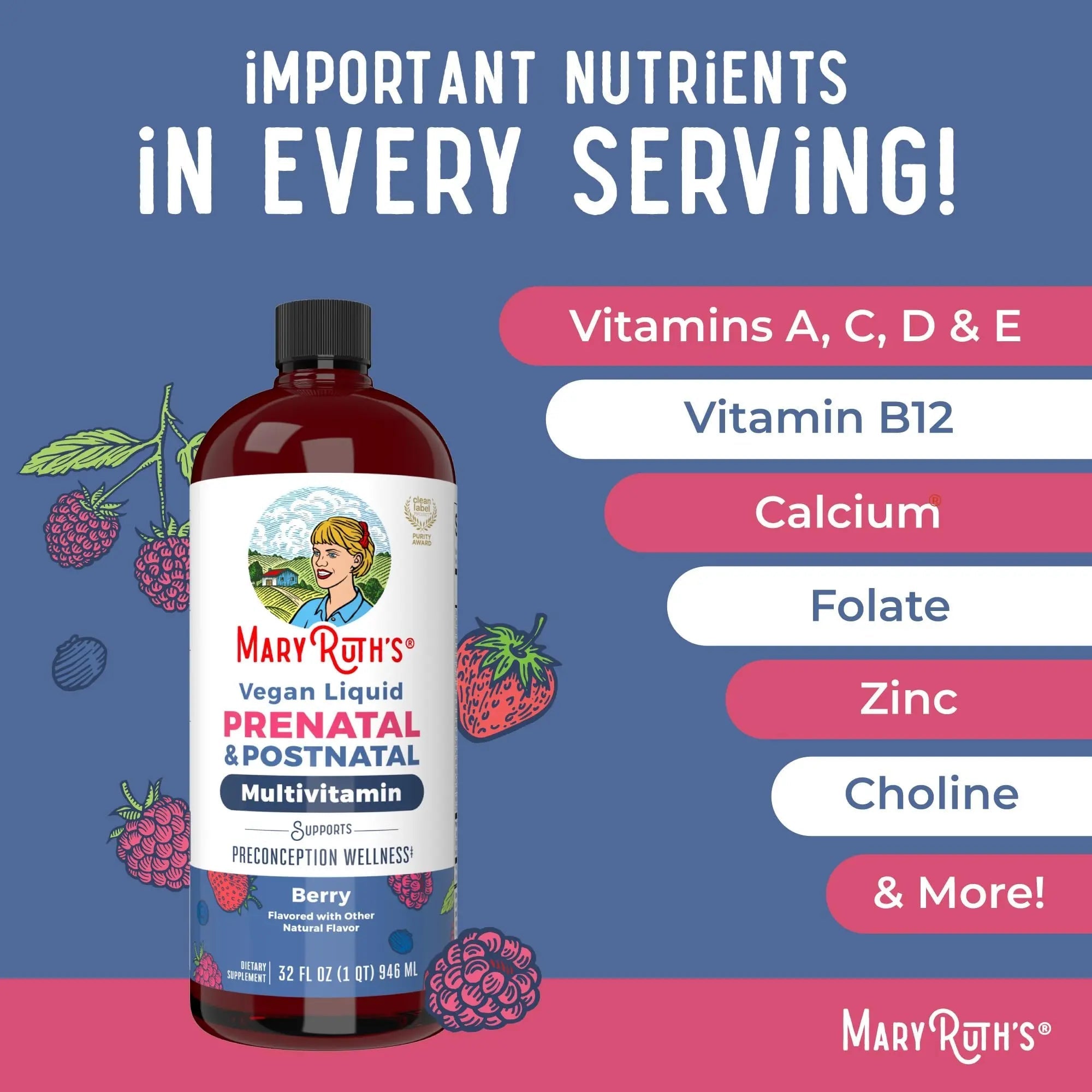 MARYRUTH'S Postnatal & Prenatal Vitamins for Women | Sugar Free | Selenium | Folate | Vegan | Non-GMO | Gluten Free | 32oz - TrustMedUSA